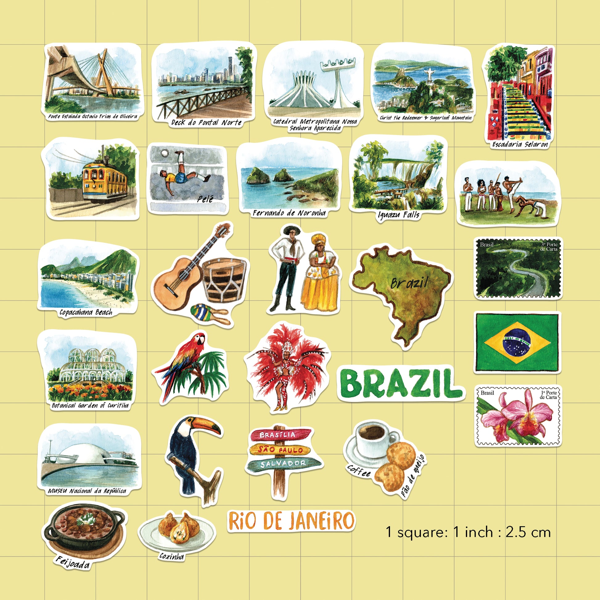 Sensational Brazil Travel Stickers (28pcs)