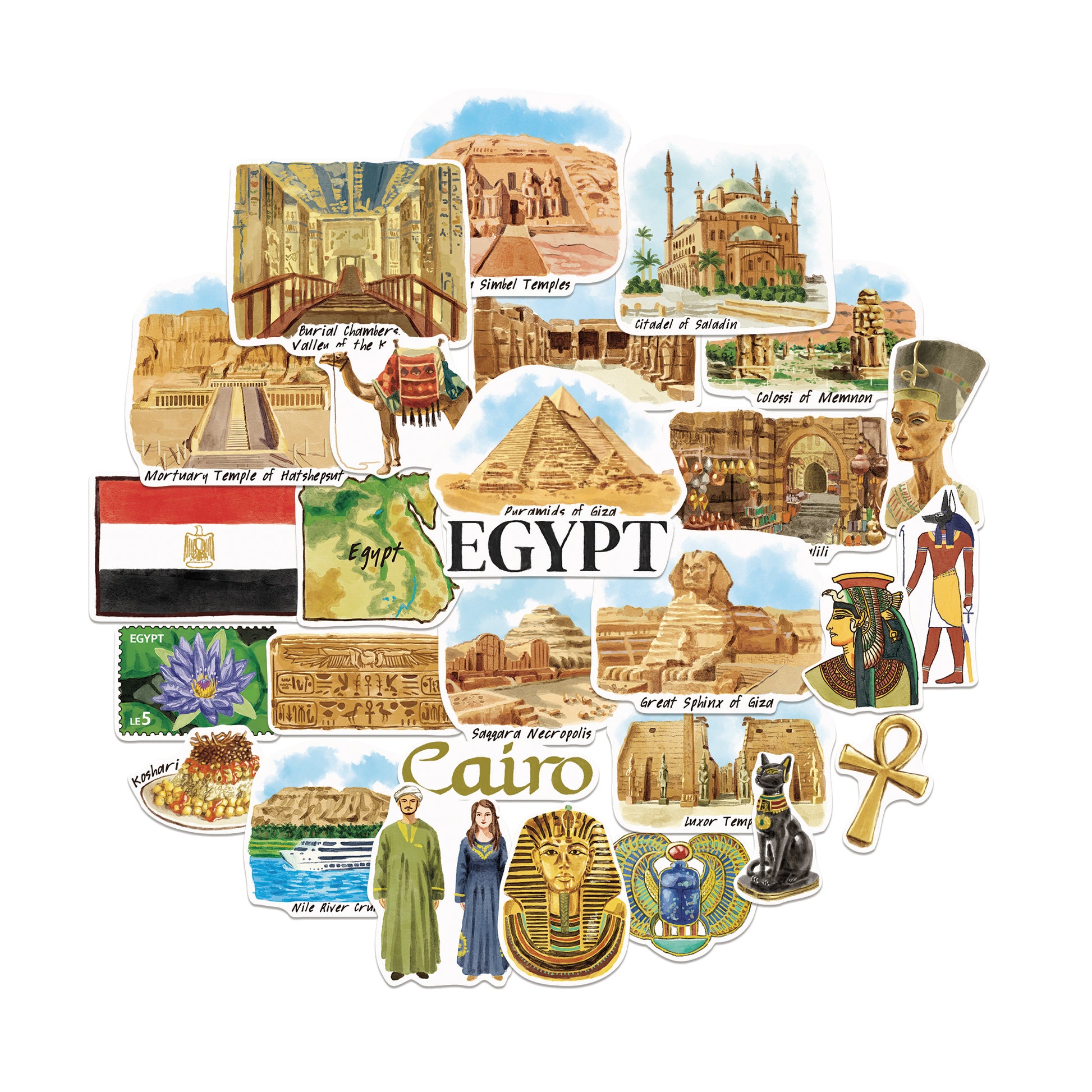 Ancient Egypt Travel Stickers (28pcs)