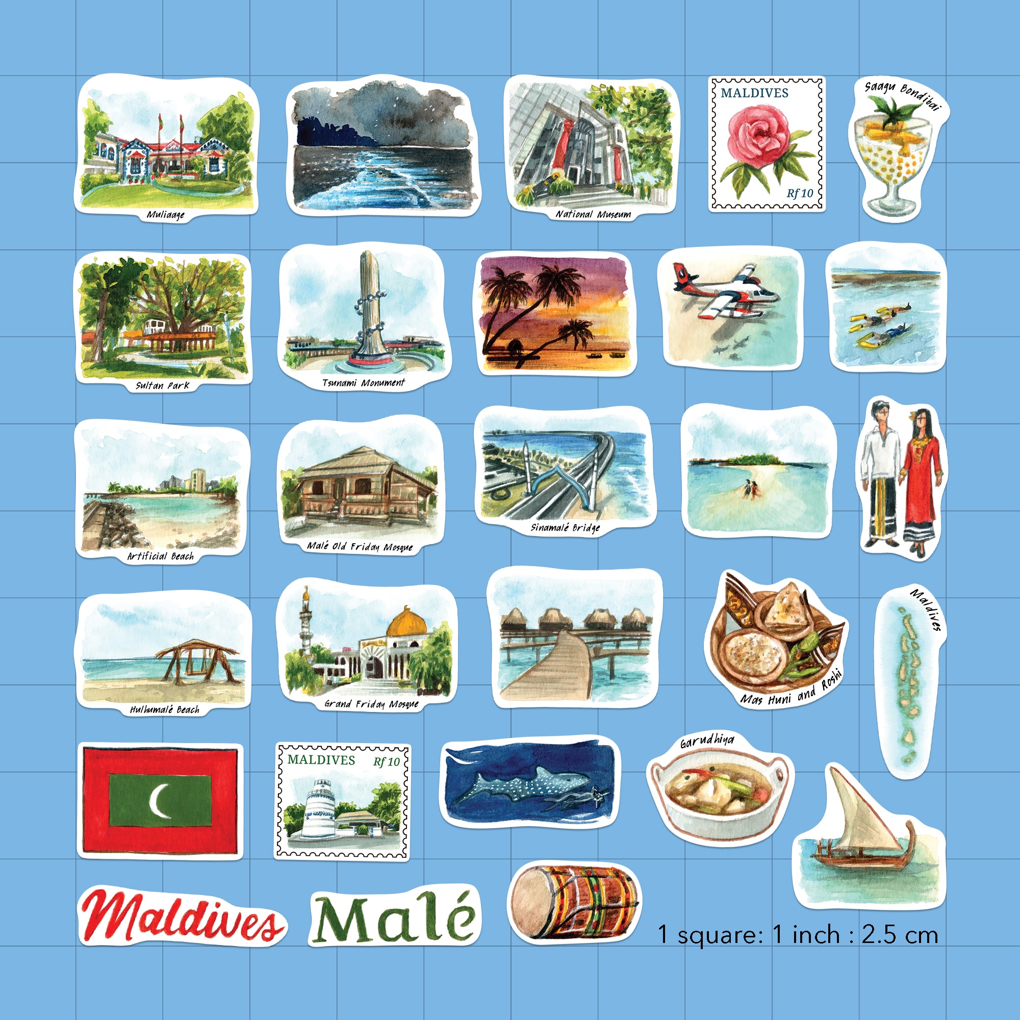 Blissful Maldives Travel Stickers (28pcs)