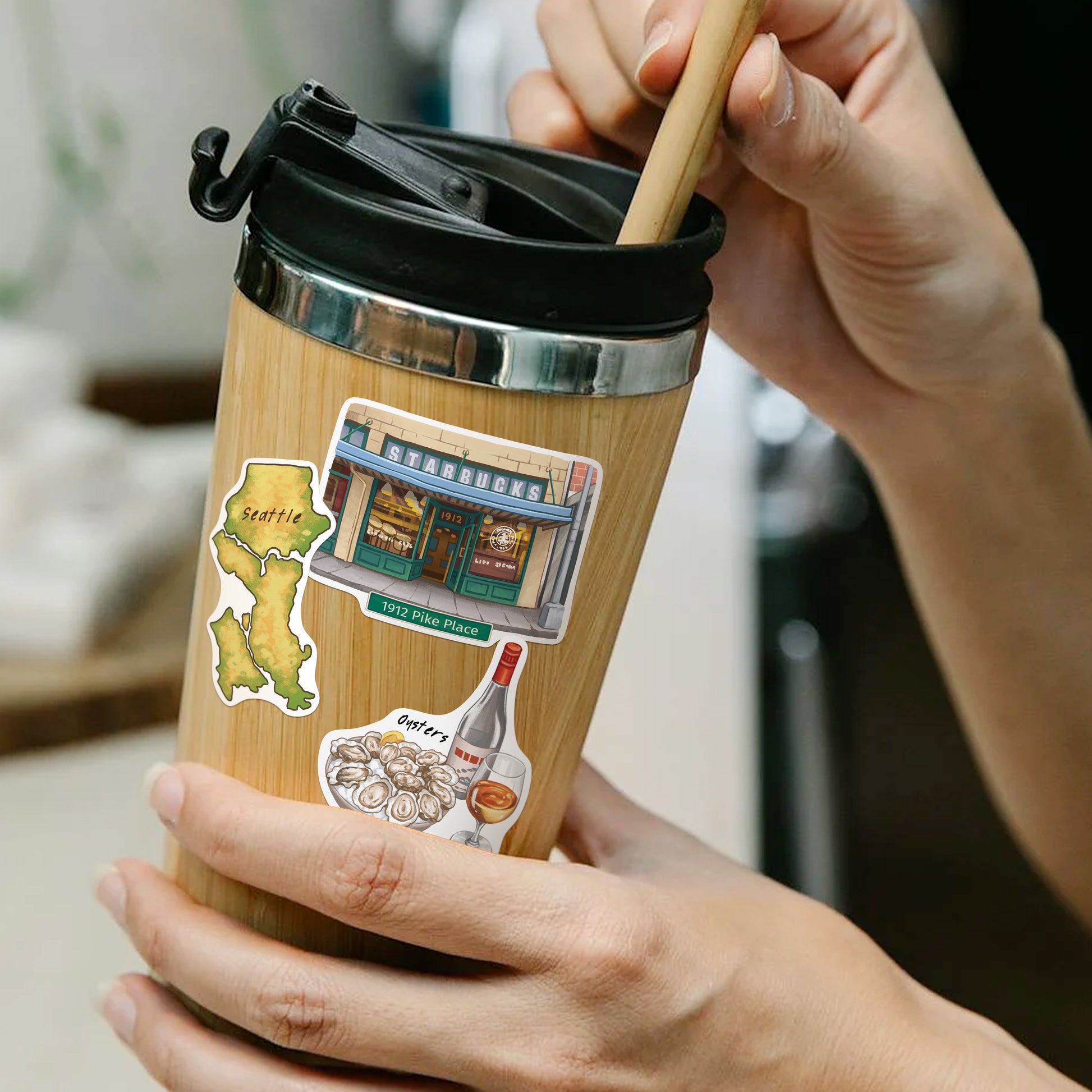 Evergreen Seattle Travel Stickers (28pcs)