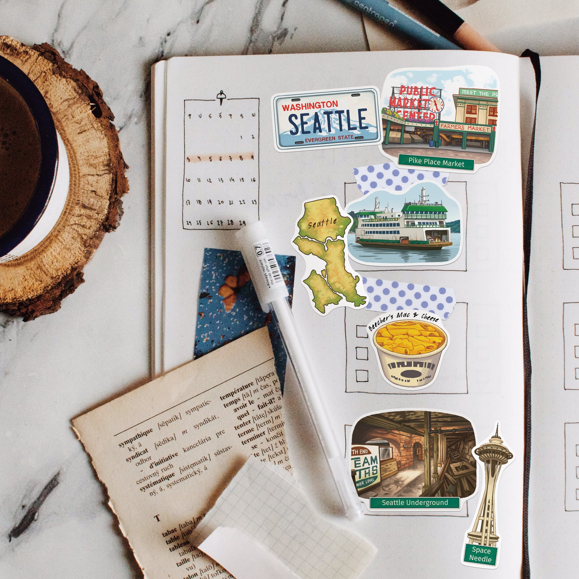 Evergreen Seattle Travel Stickers (28pcs)