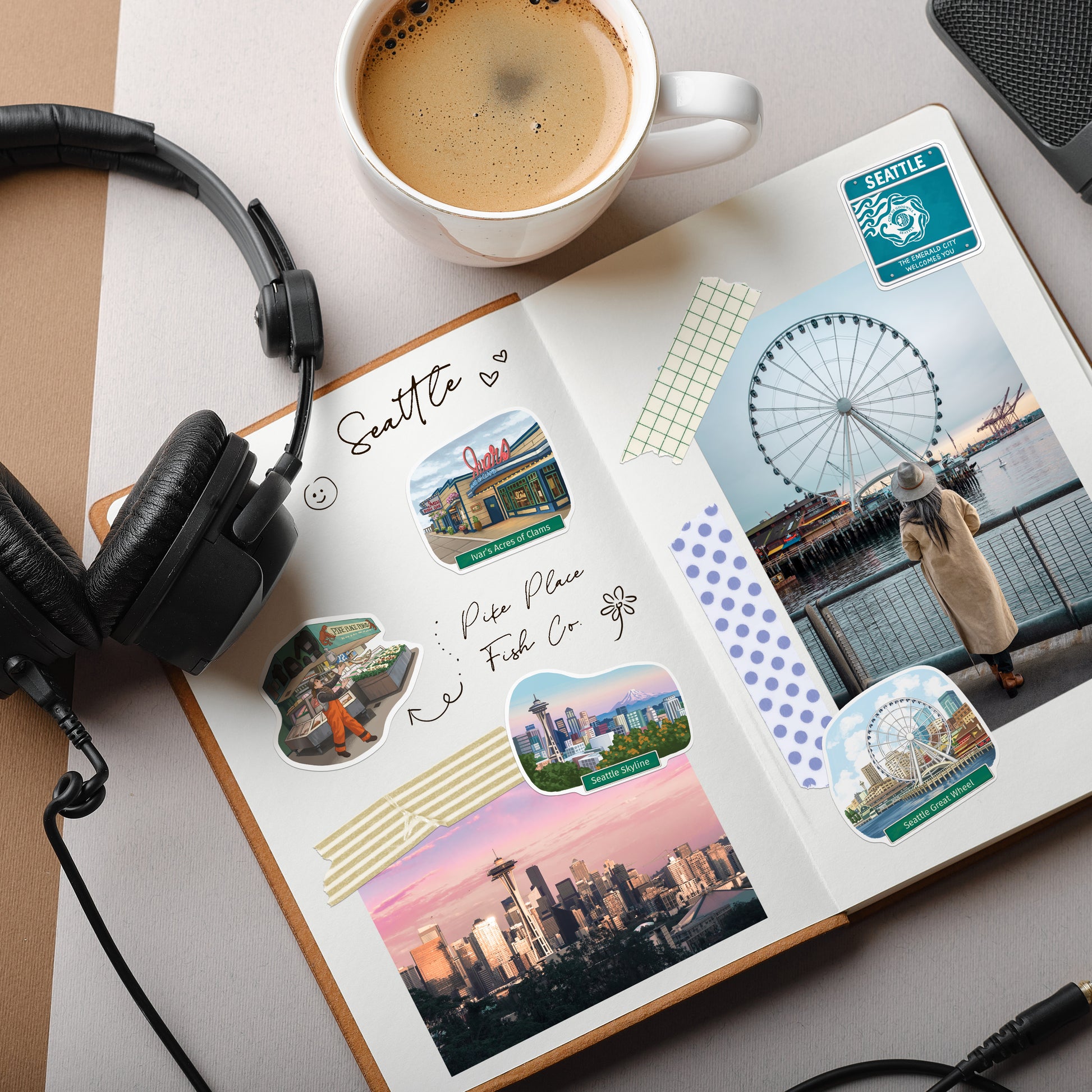 Evergreen Seattle Travel Stickers (28pcs)