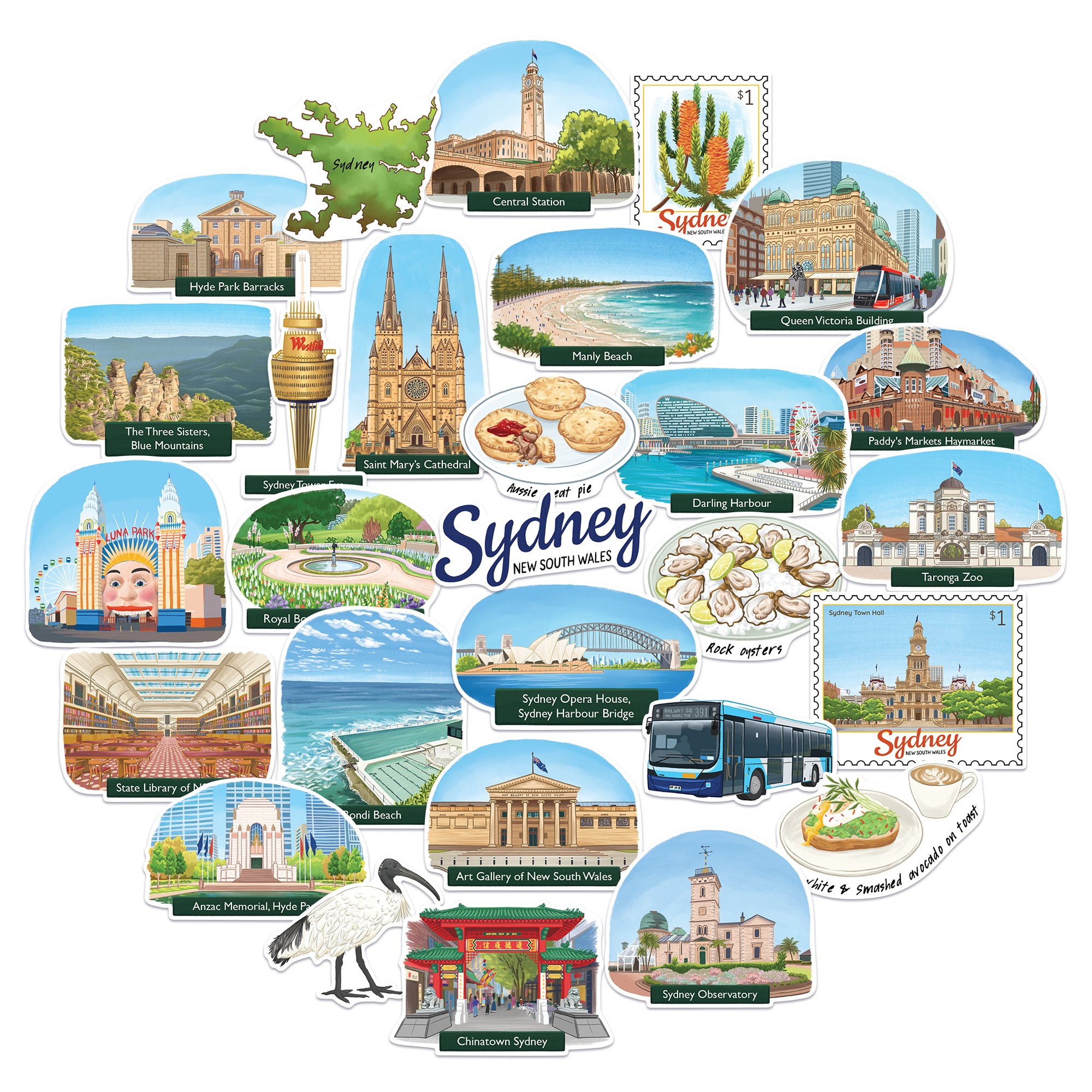Spectacular Sydney Travel Stickers (28pcs)