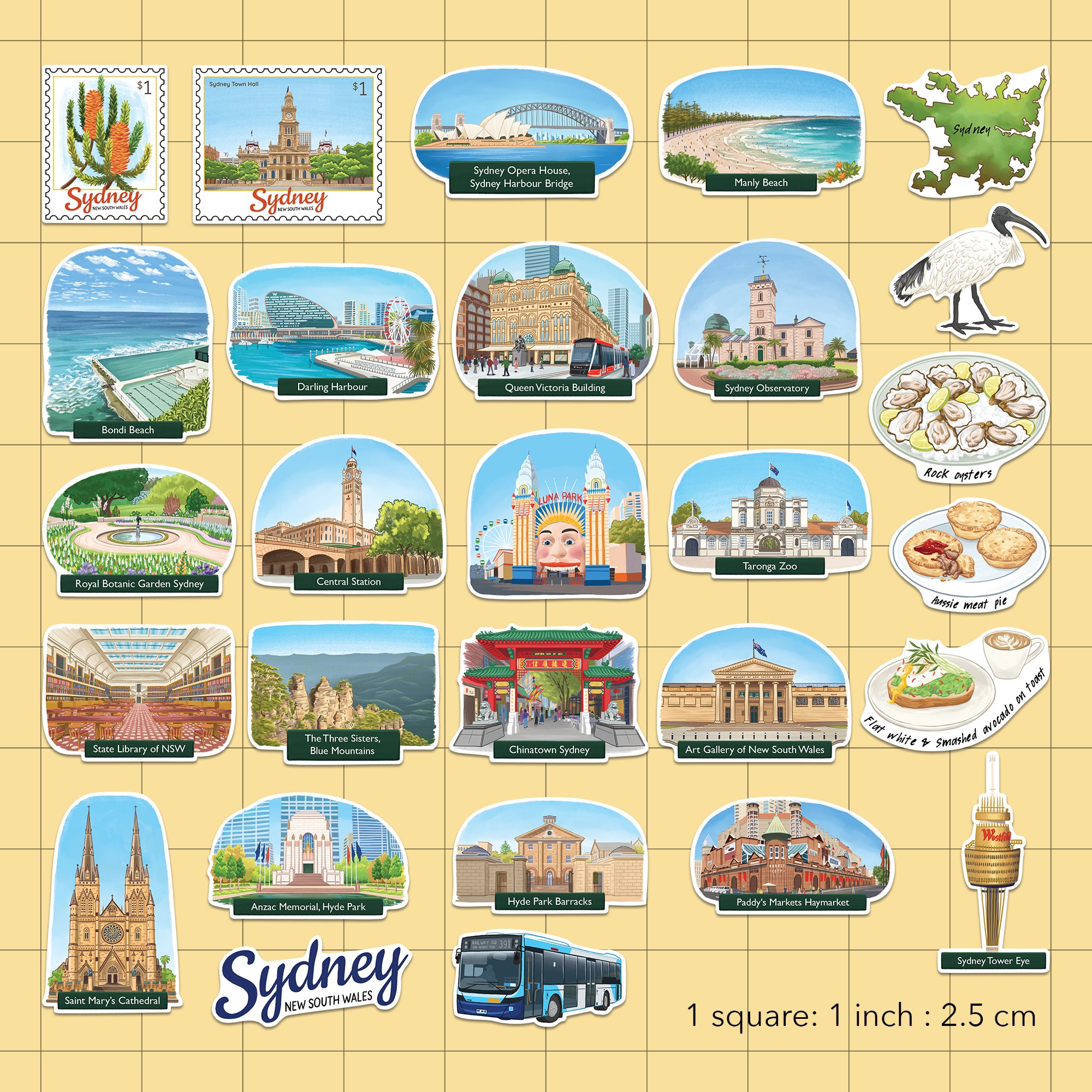 Spectacular Sydney Travel Stickers (28pcs)