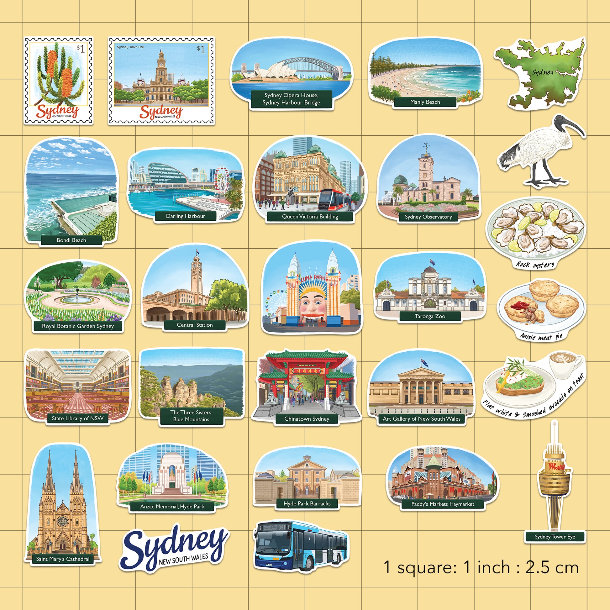 Spectacular Sydney Travel Stickers (28pcs)
