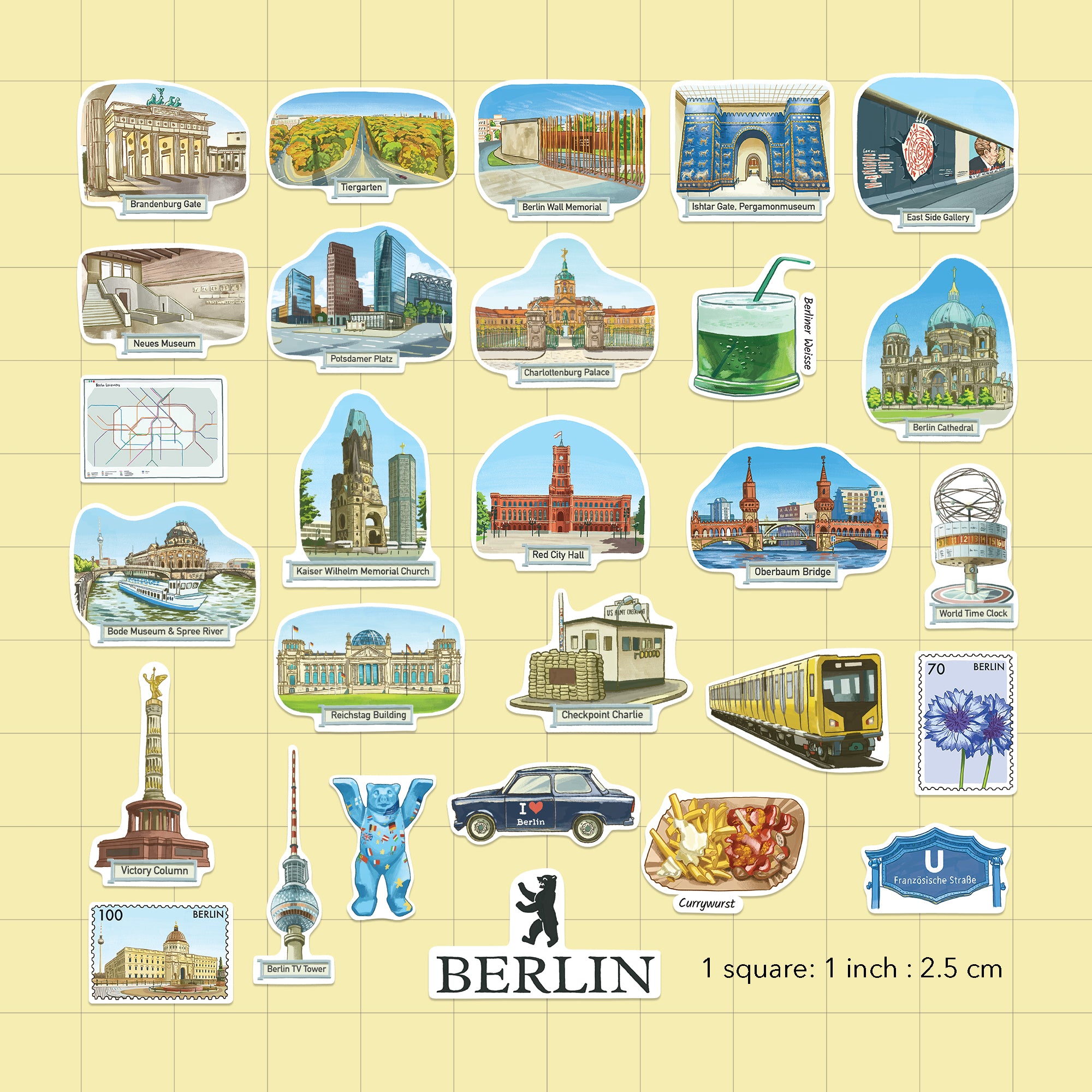 Iconic Berlin Travel Stickers (28pcs)