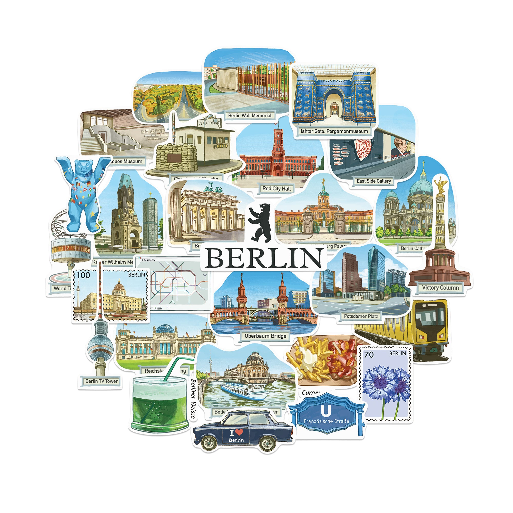 Iconic Berlin Travel Stickers (28pcs)