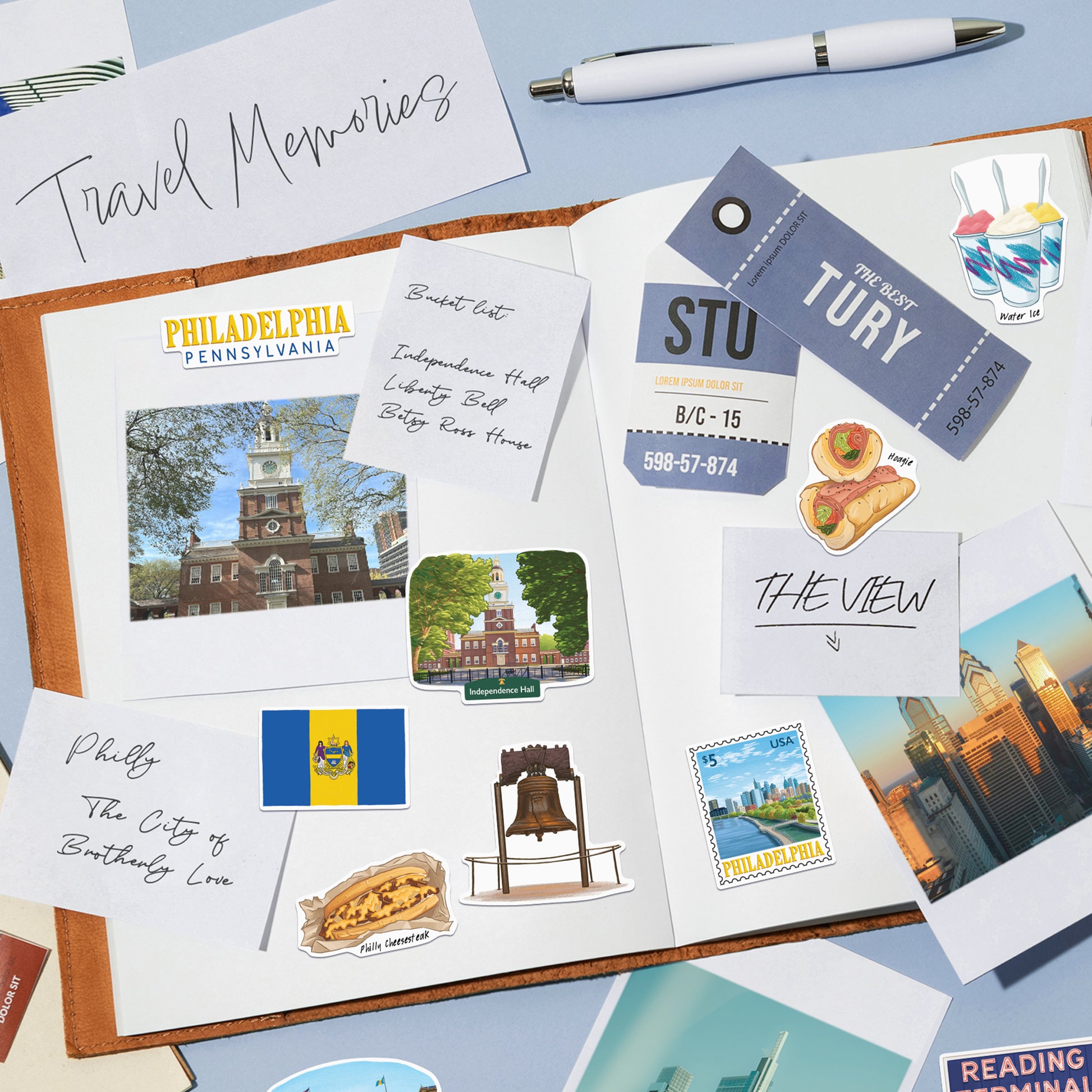 Artistic Philadelphia Travel Stickers (28pcs)