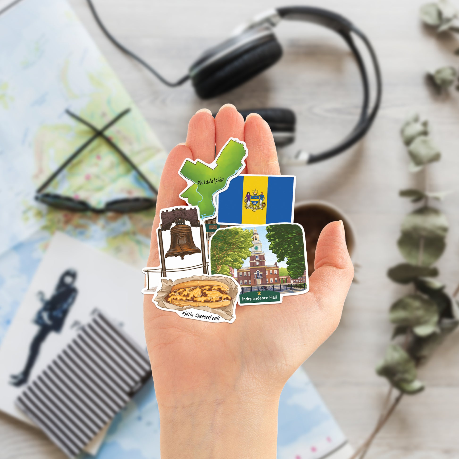 Artistic Philadelphia Travel Stickers (28pcs)