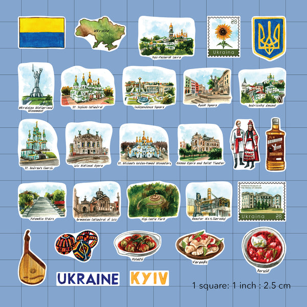 Resilient Ukraine Travel Stickers (28pcs)