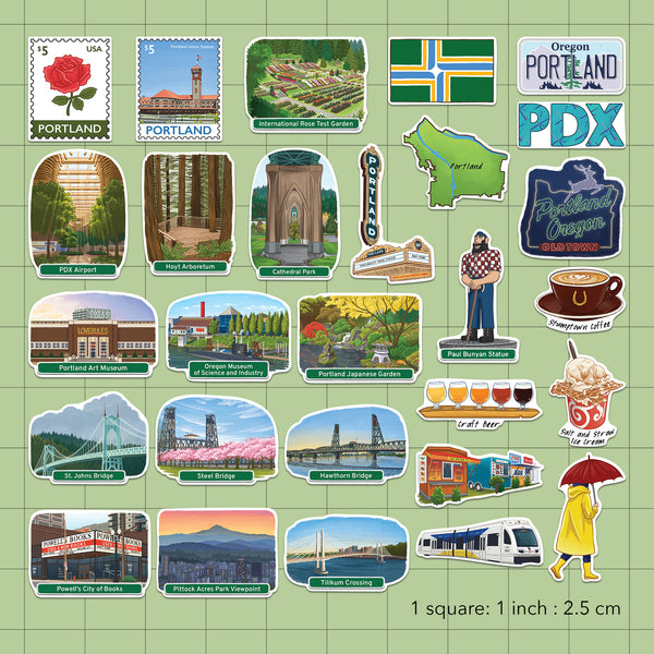 Hipster Portland Travel Stickers (28pcs)
