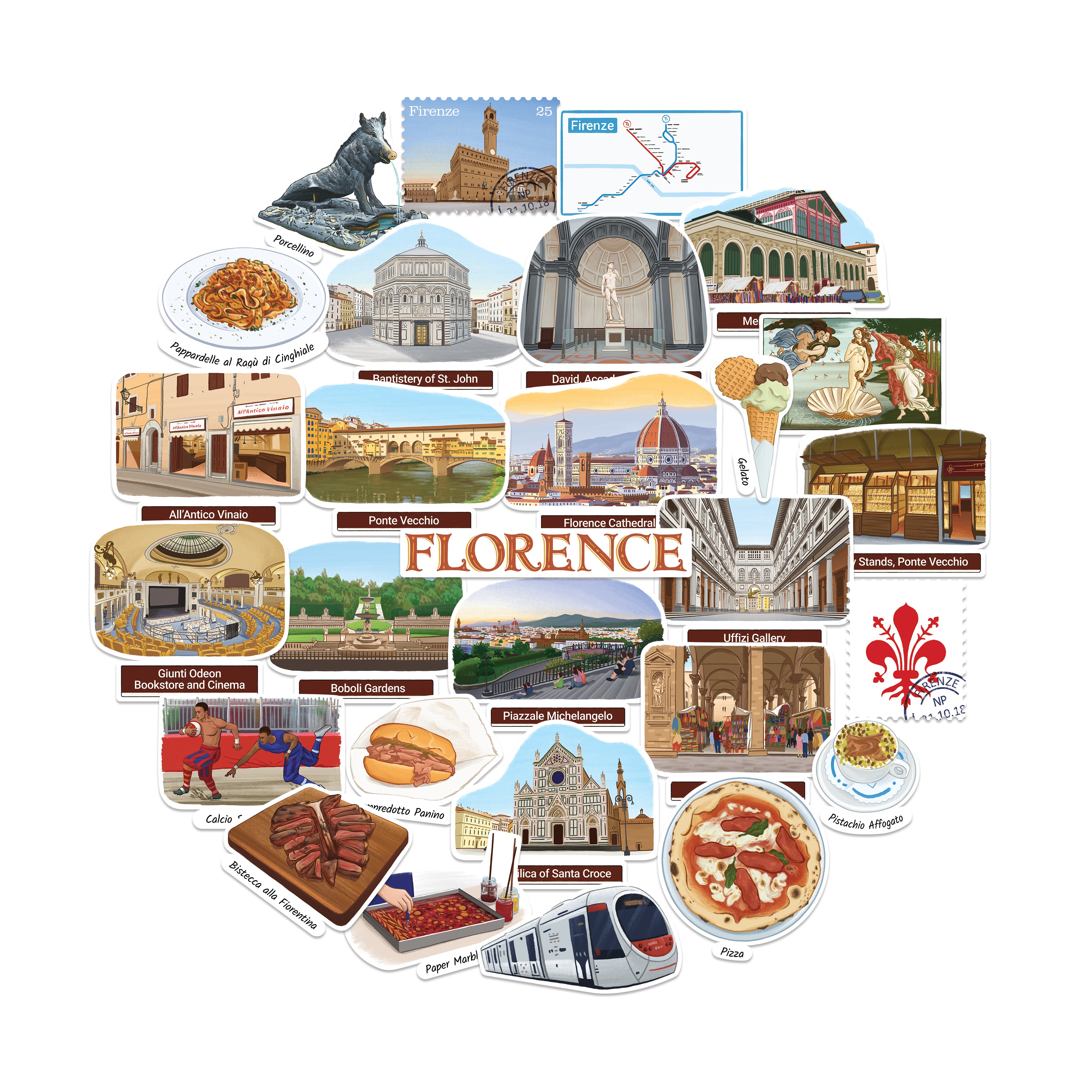 Fascinating Florence Travel Stickers (28pcs)