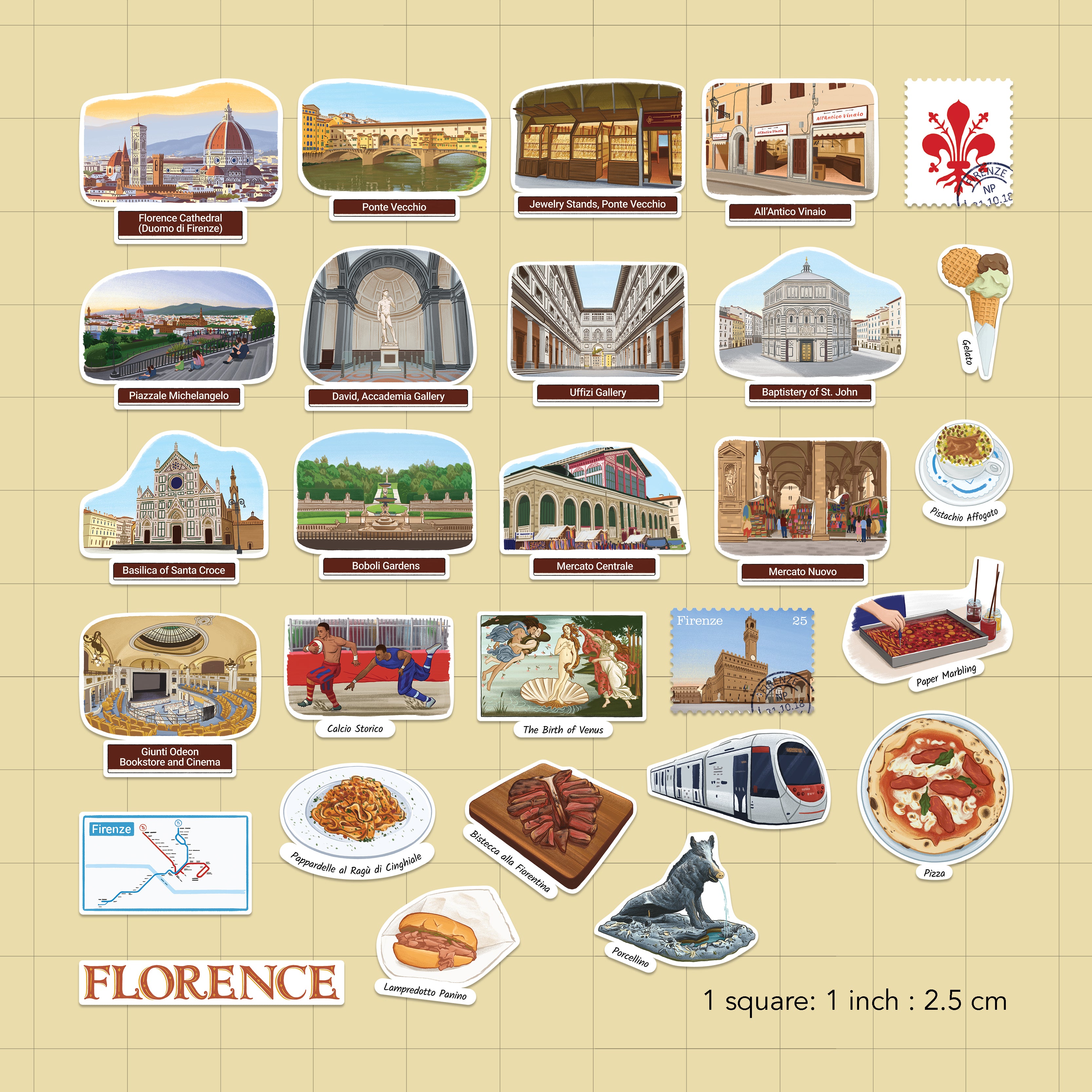 Fascinating Florence Travel Stickers (28pcs)