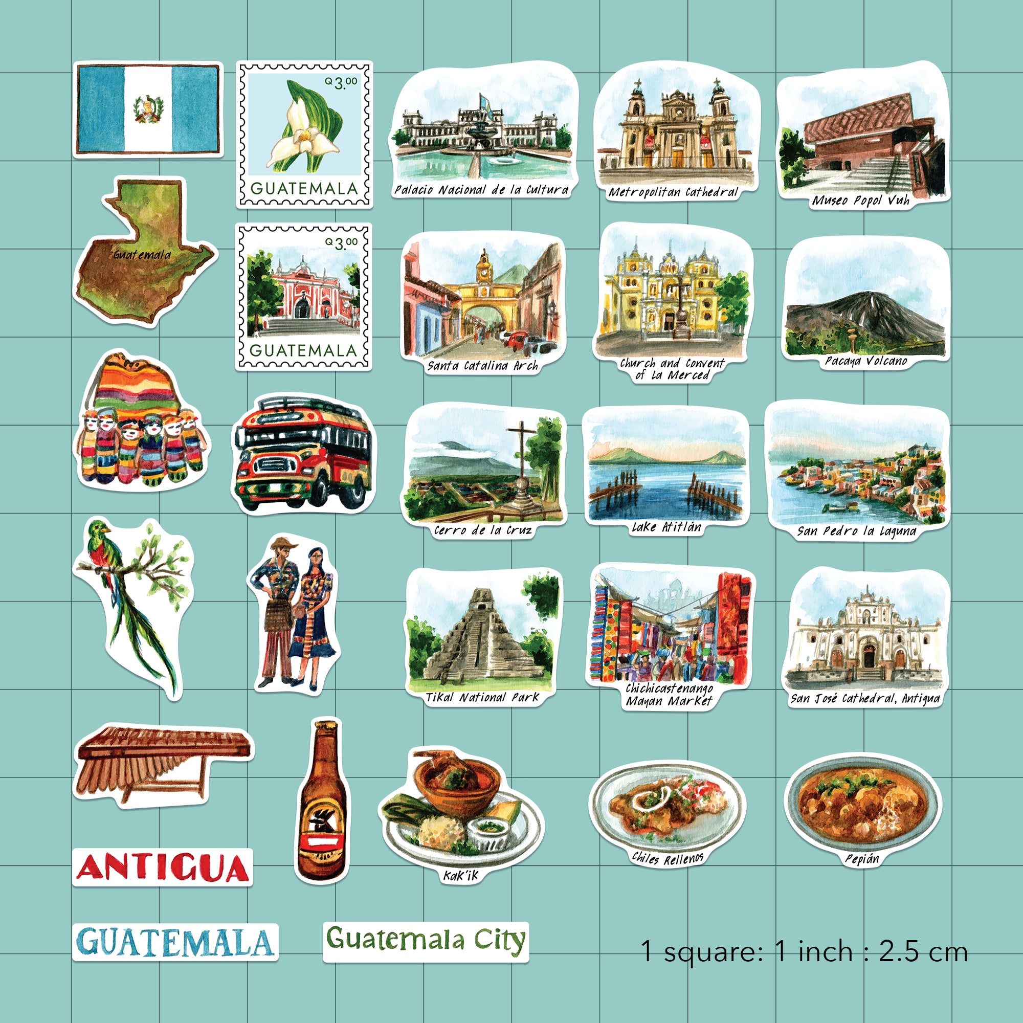 Mystical Guatemala Travel Stickers (28pcs)