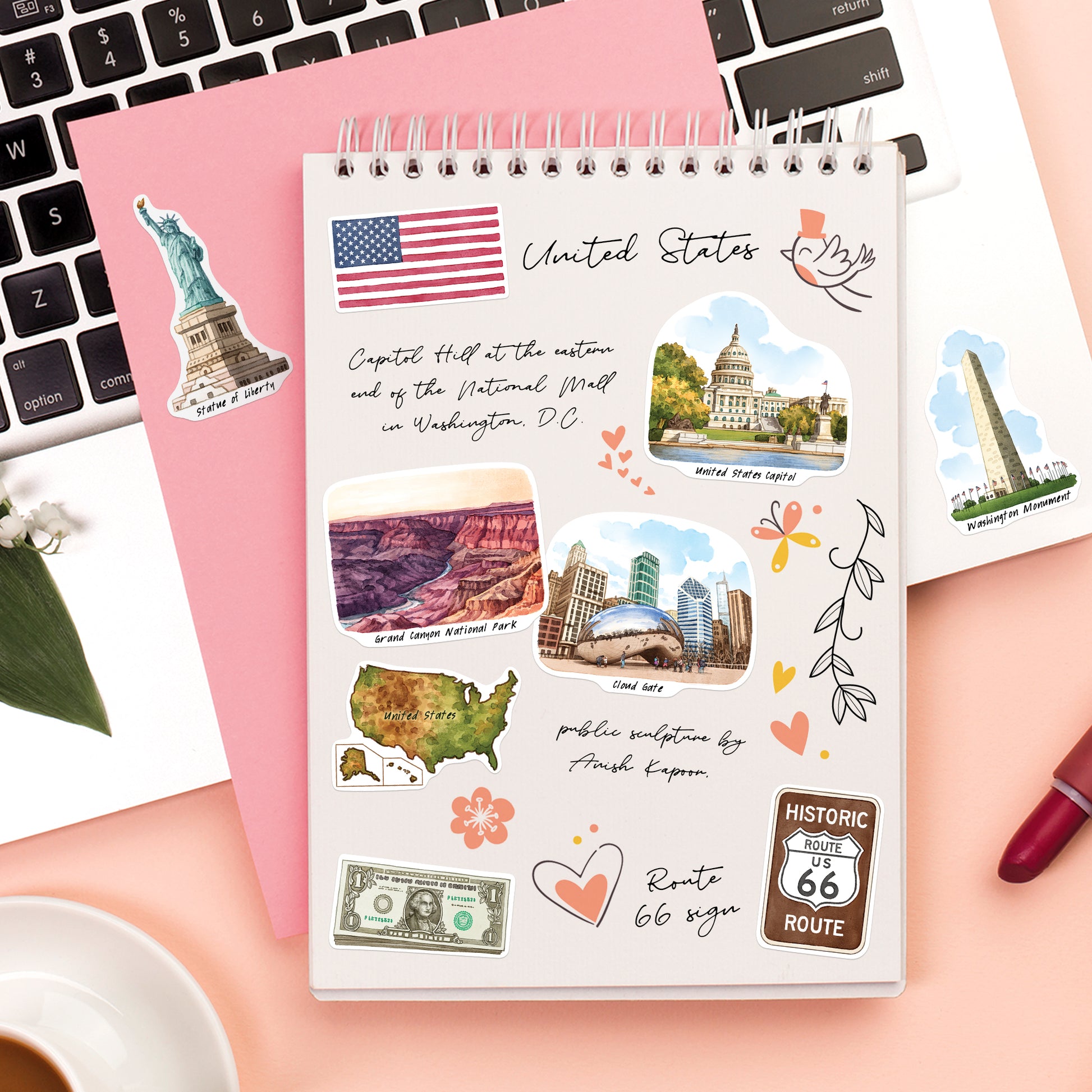 Iconic USA Travel Stickers (28pcs)