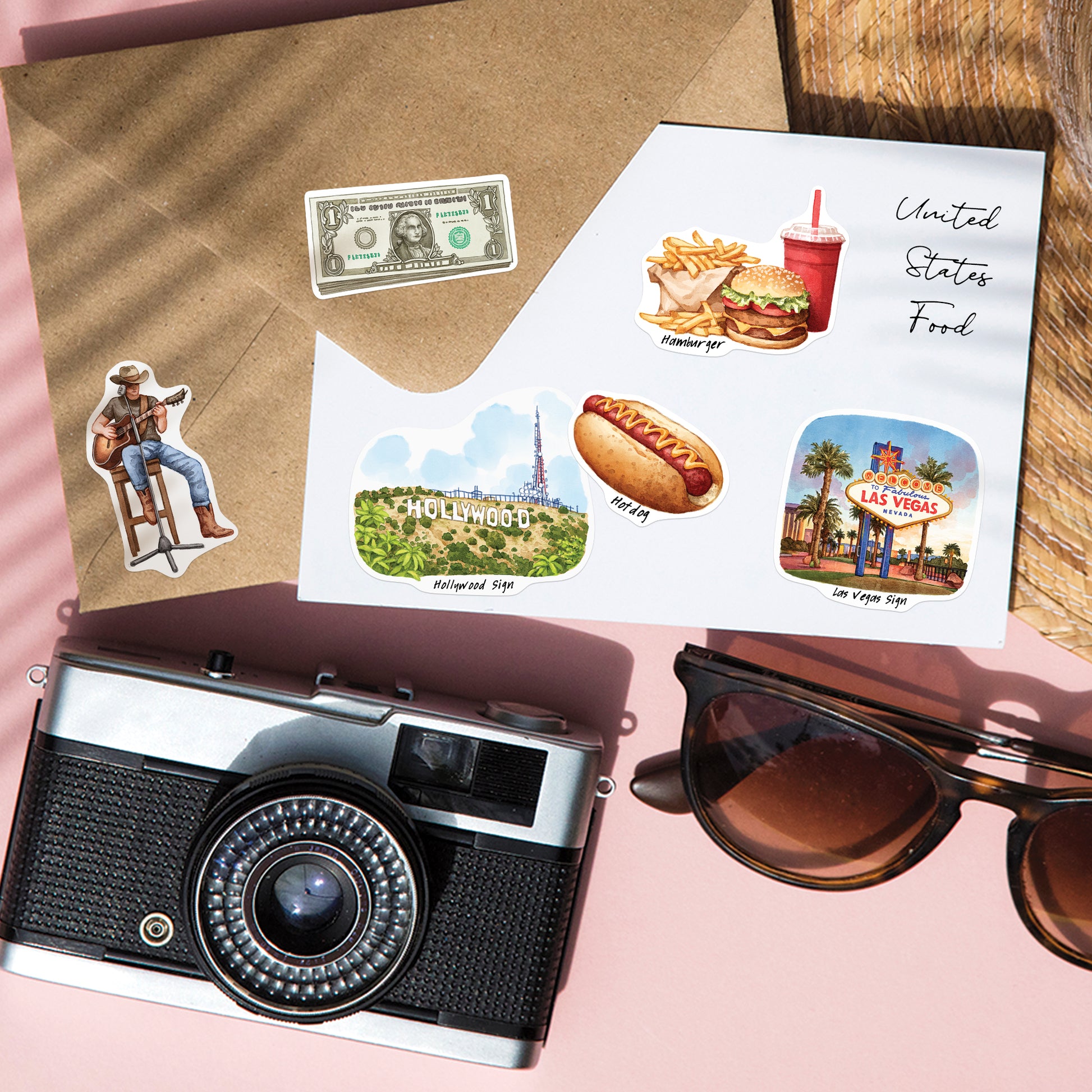 Iconic USA Travel Stickers (28pcs)