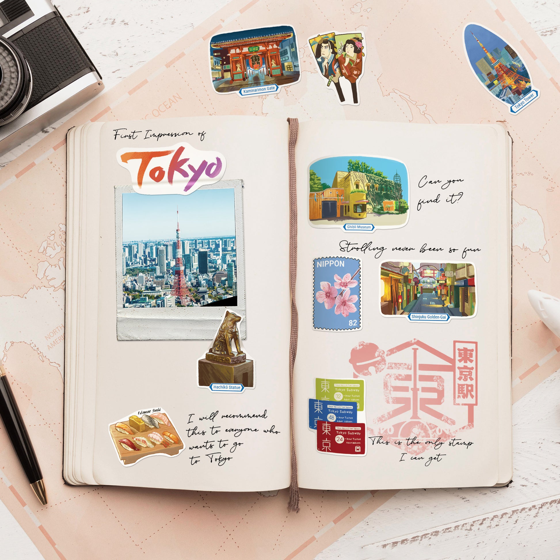 Buzzing Tokyo Travel Stickers (28pcs)