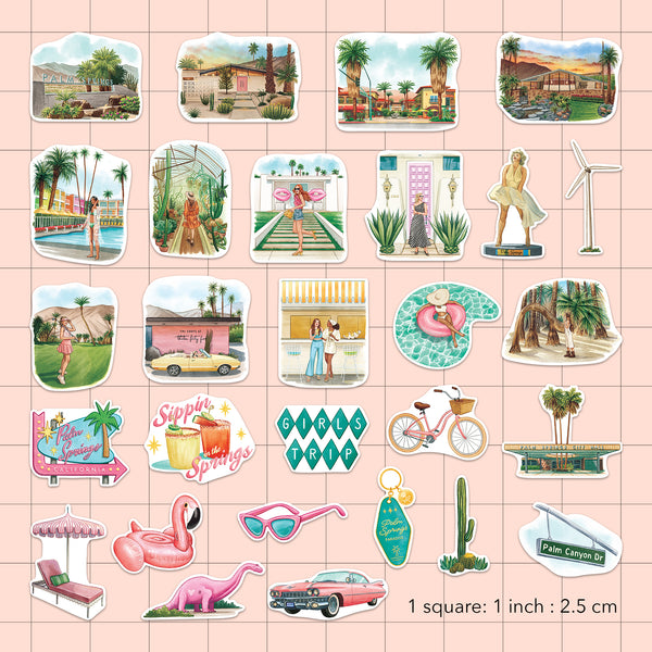 Rustic Palm Springs Travel Stickers (28pcs)
