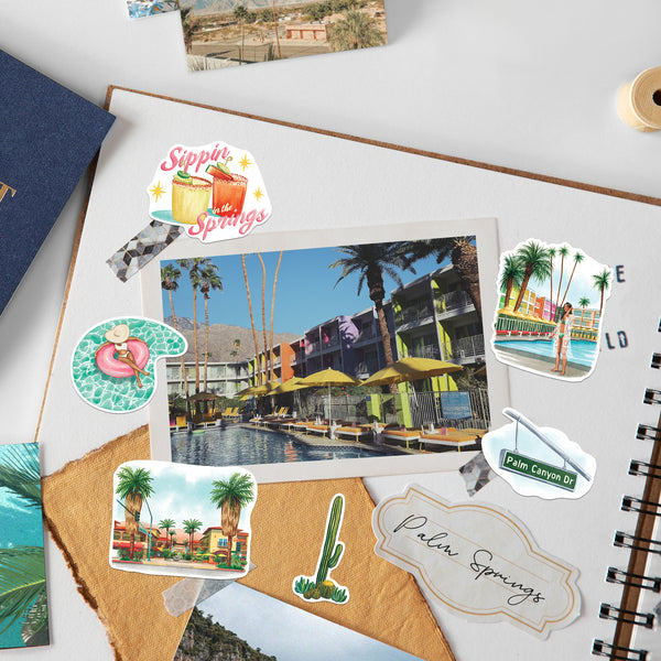 Rustic Palm Springs Travel Stickers (28pcs)