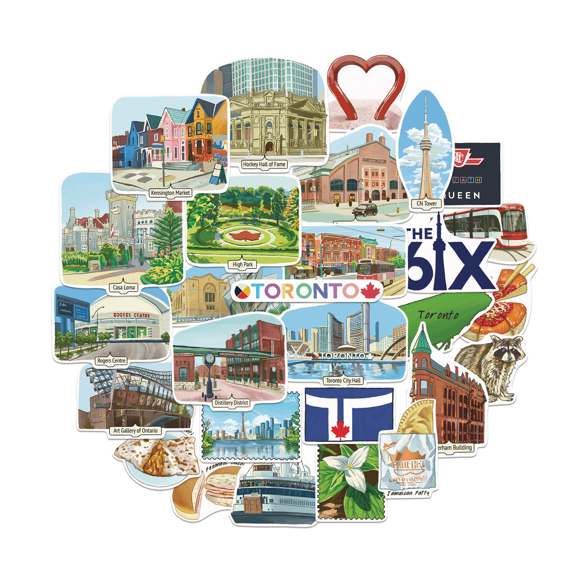 Trendy Toronto Travel Stickers (28pcs)