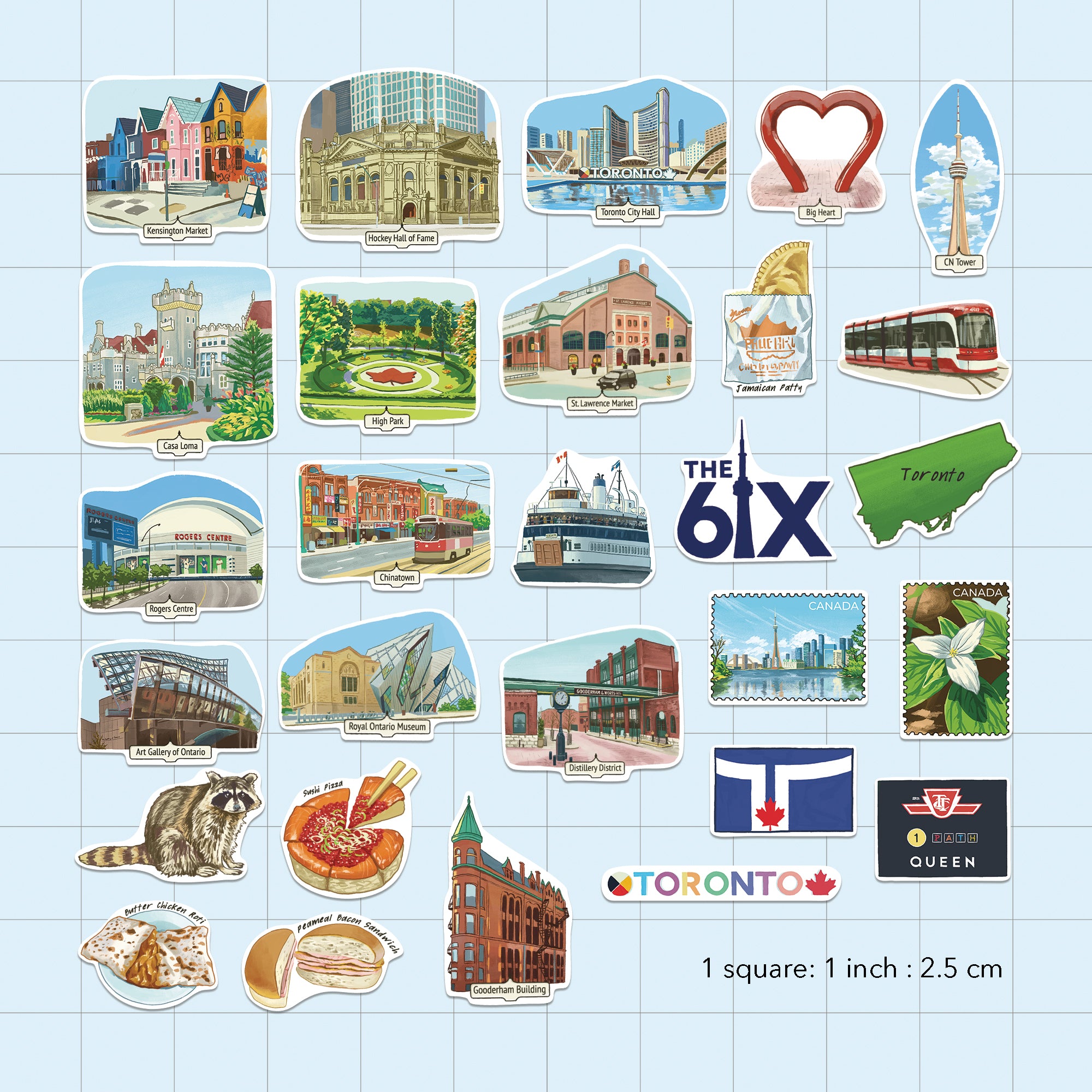 Trendy Toronto Travel Stickers (28pcs)