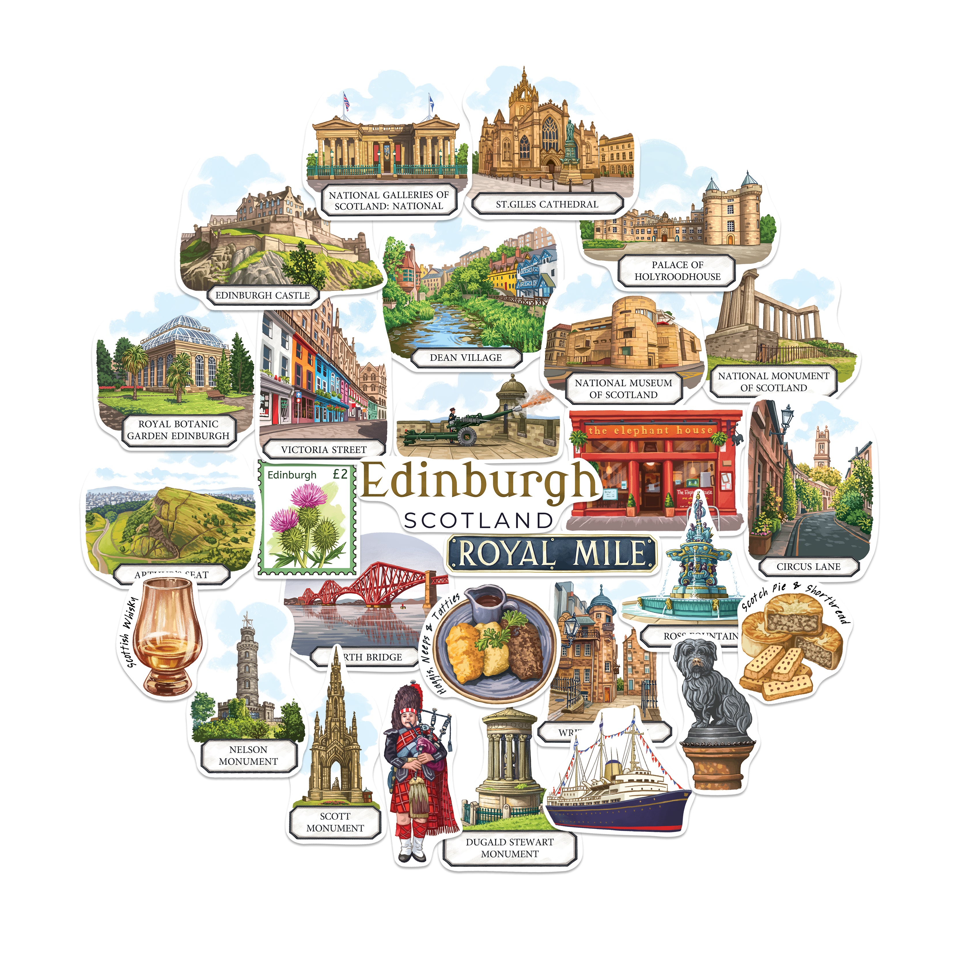 Enchanted Edinburgh Travel Stickers (28pcs)