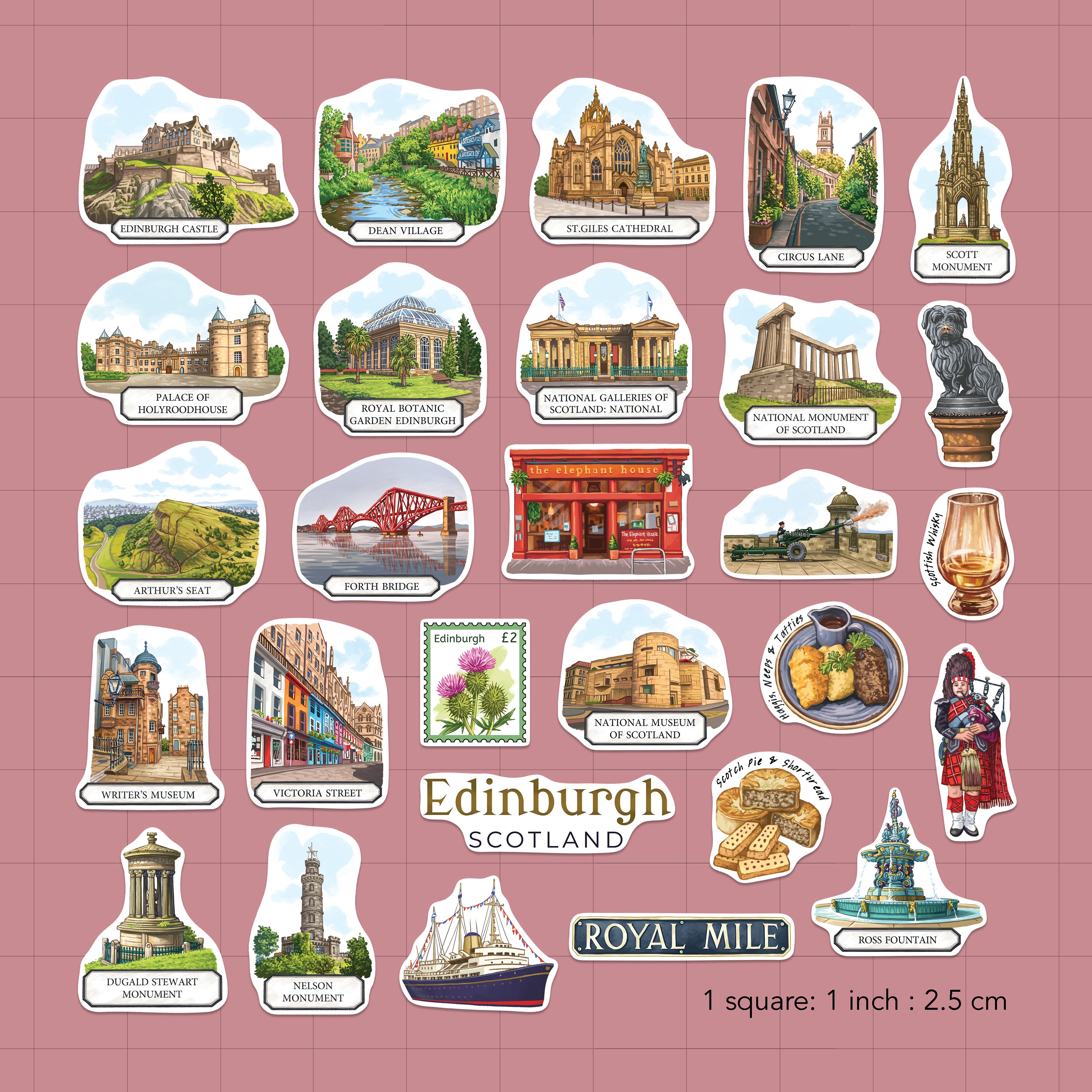Enchanted Edinburgh Travel Stickers (28pcs)