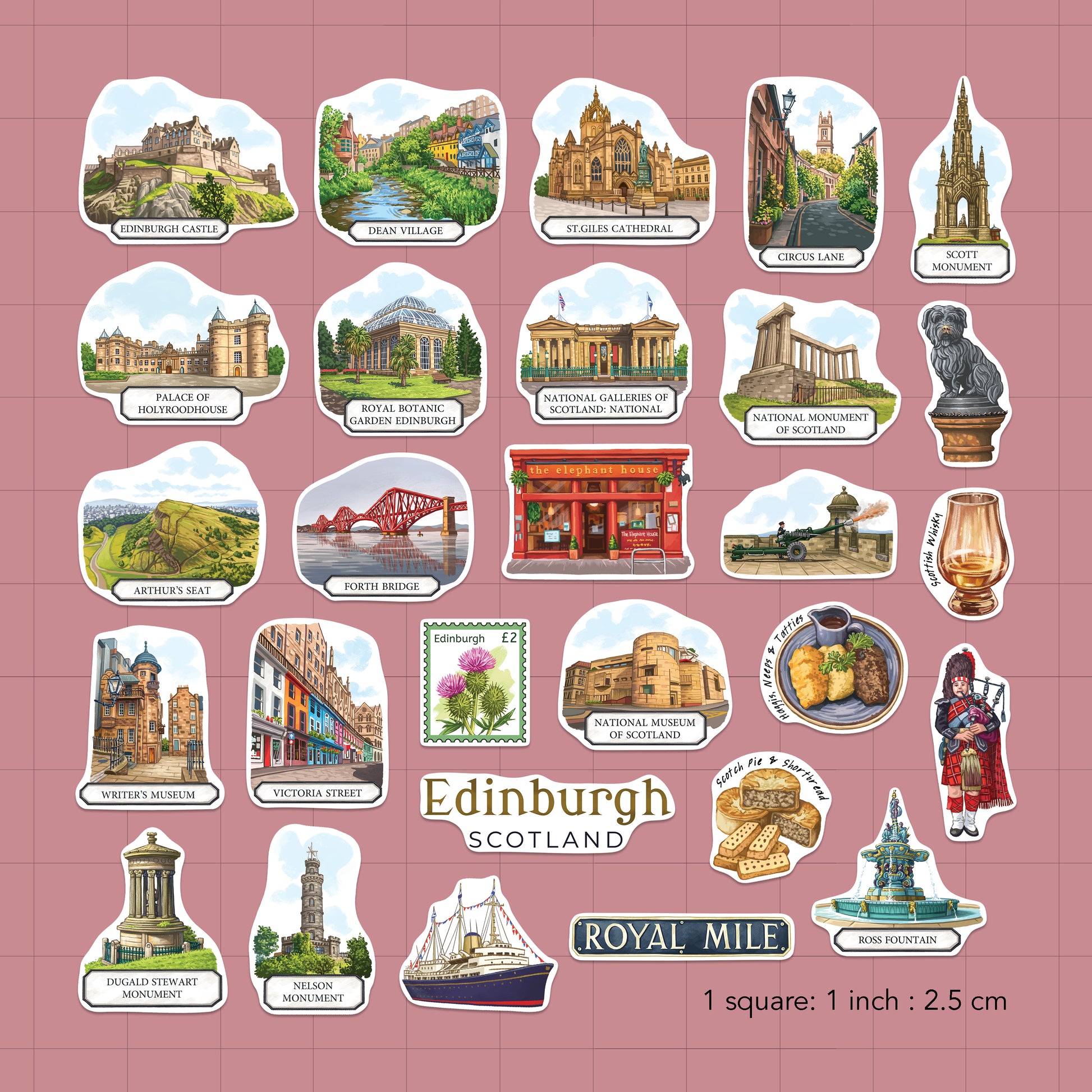 Enchanted Edinburgh Travel Stickers (28pcs)