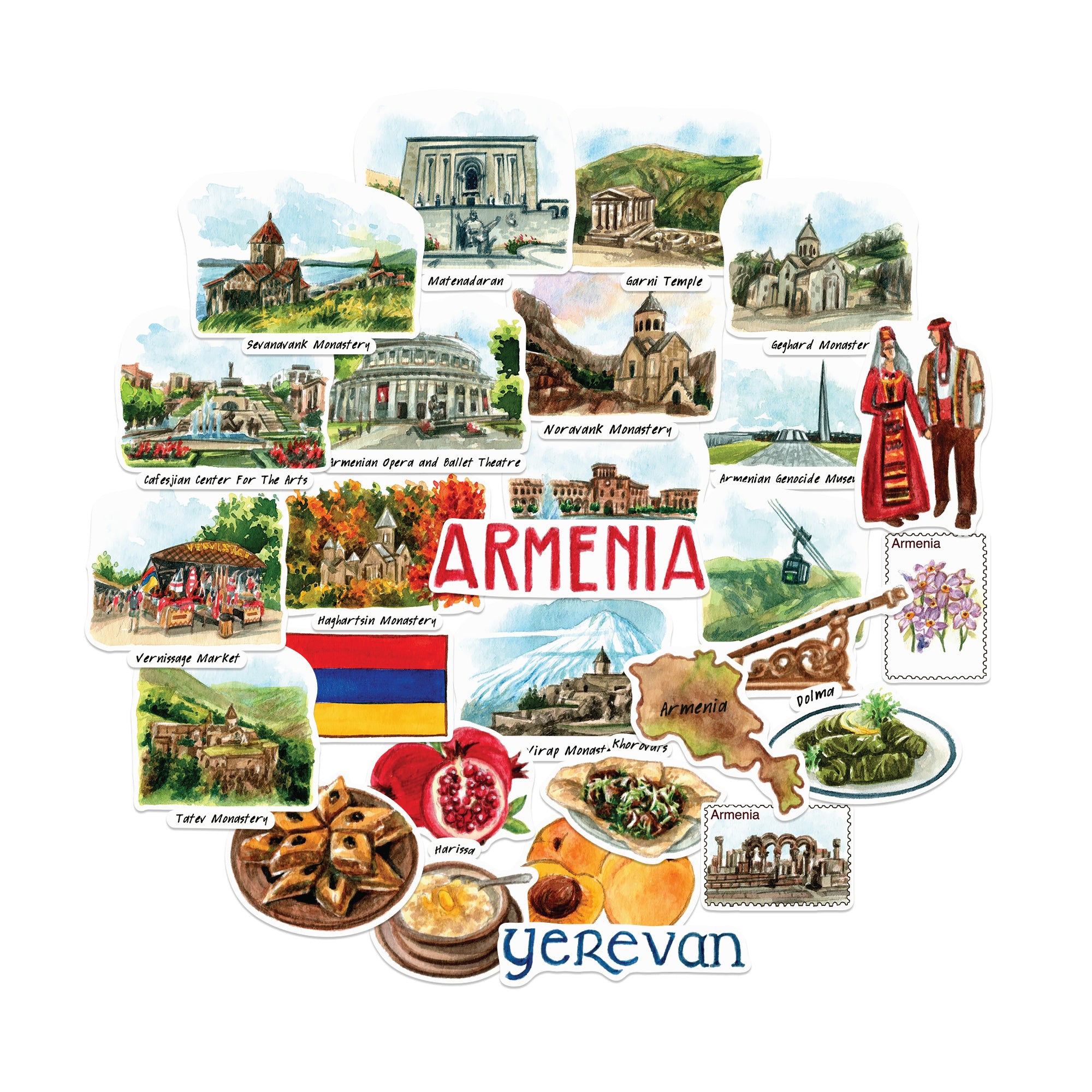 Spiritual Armenia Travel Stickers (28pcs)