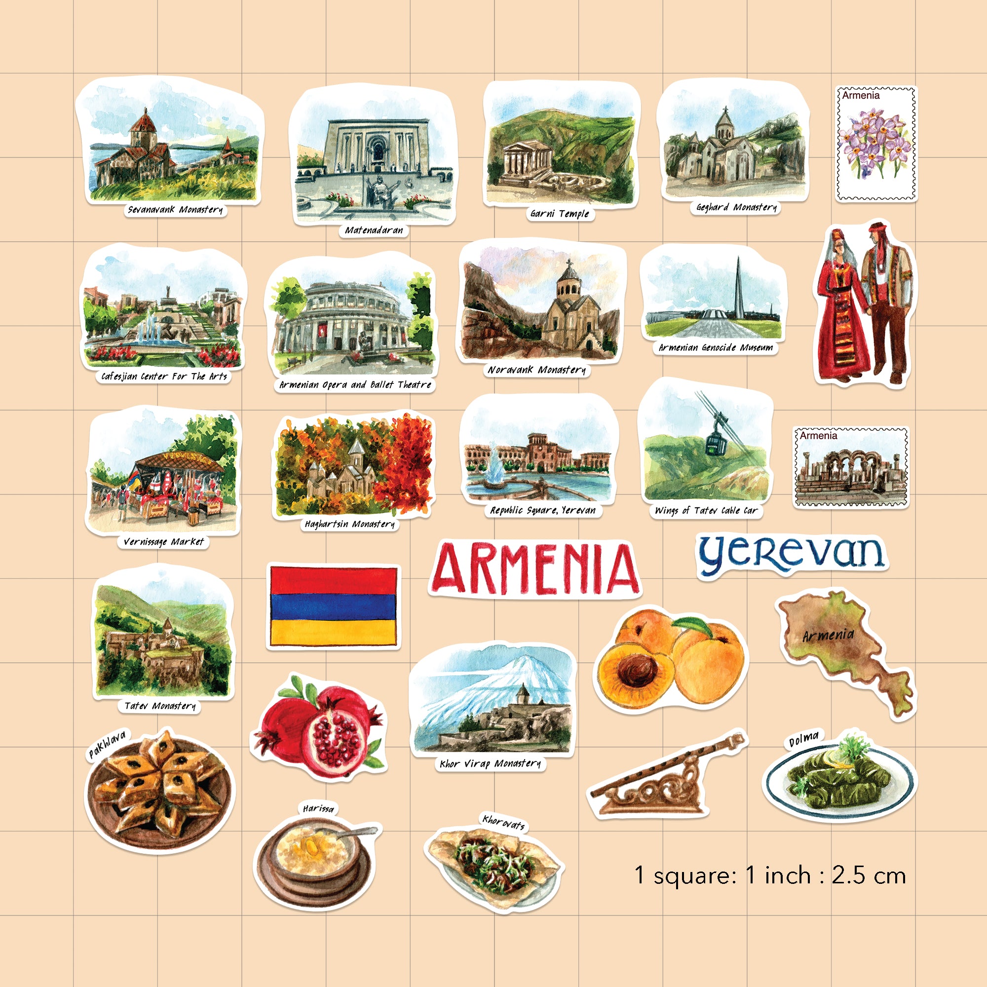 Spiritual Armenia Travel Stickers (28pcs)