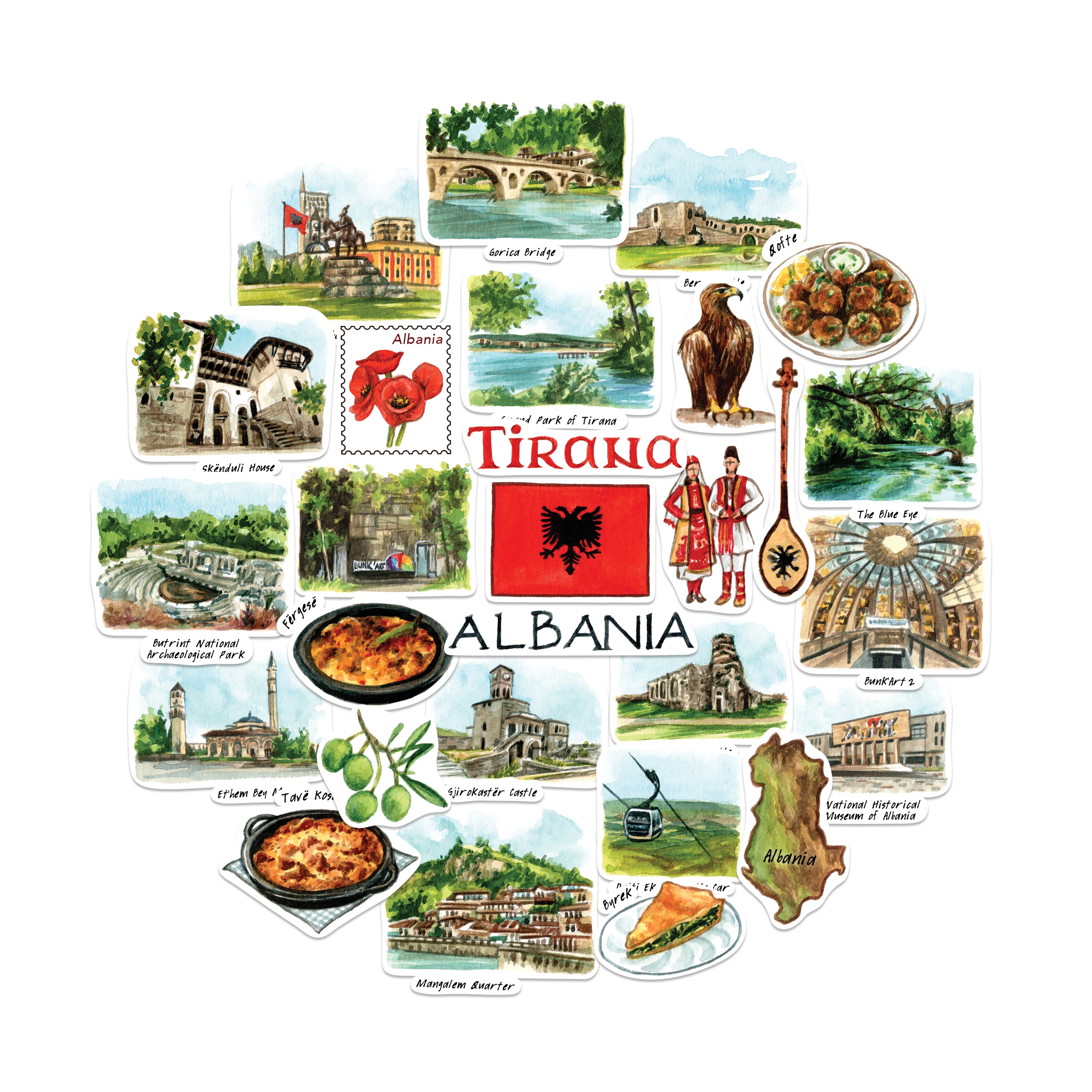 Adventurous Albania Travel Stickers (28pcs)
