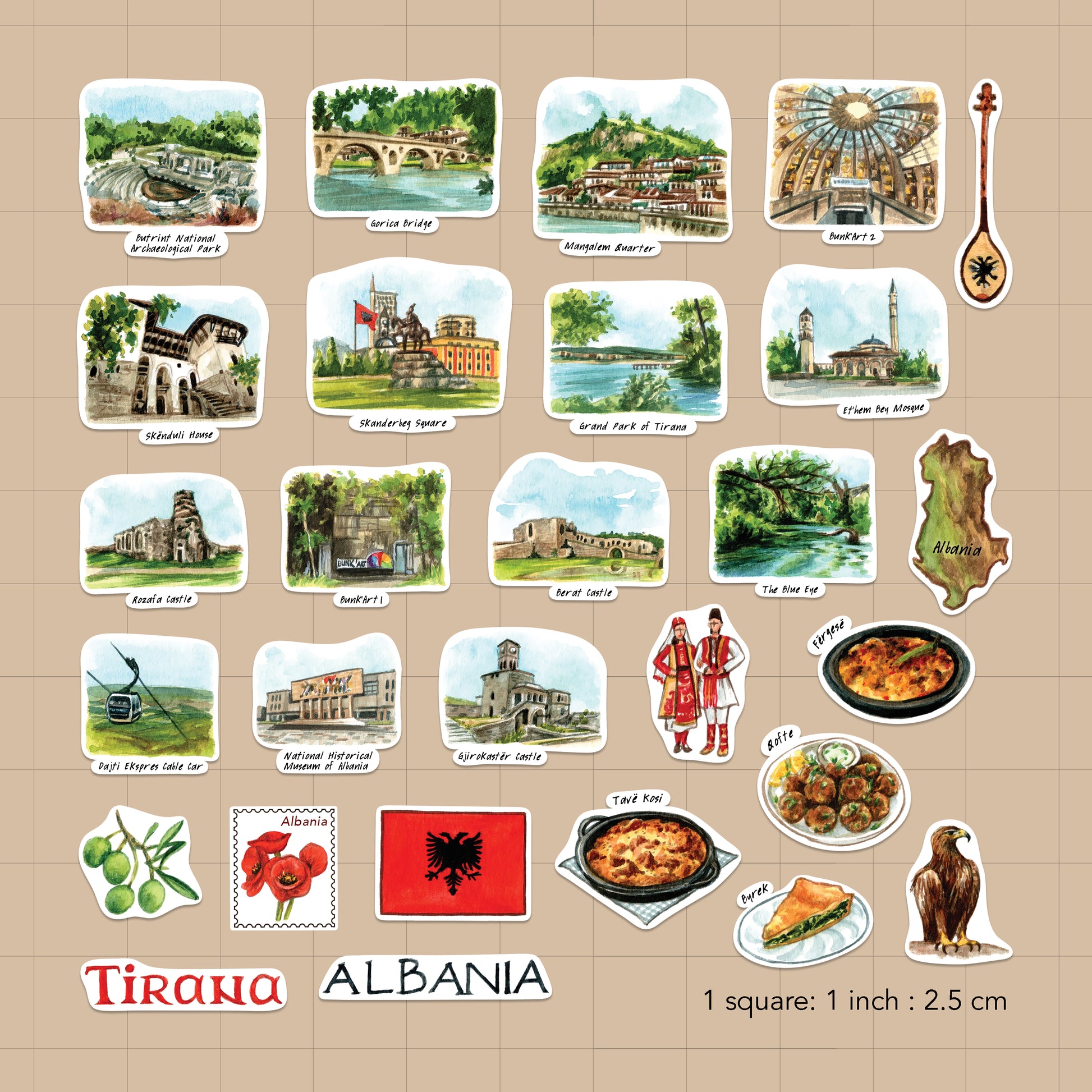 Adventurous Albania Travel Stickers (28pcs)