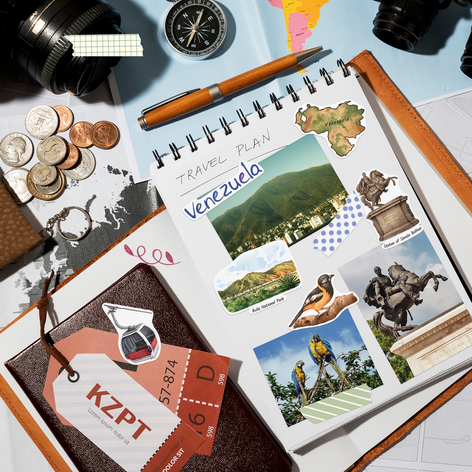 Vibrant Venezuela Travel Stickers (28pcs)