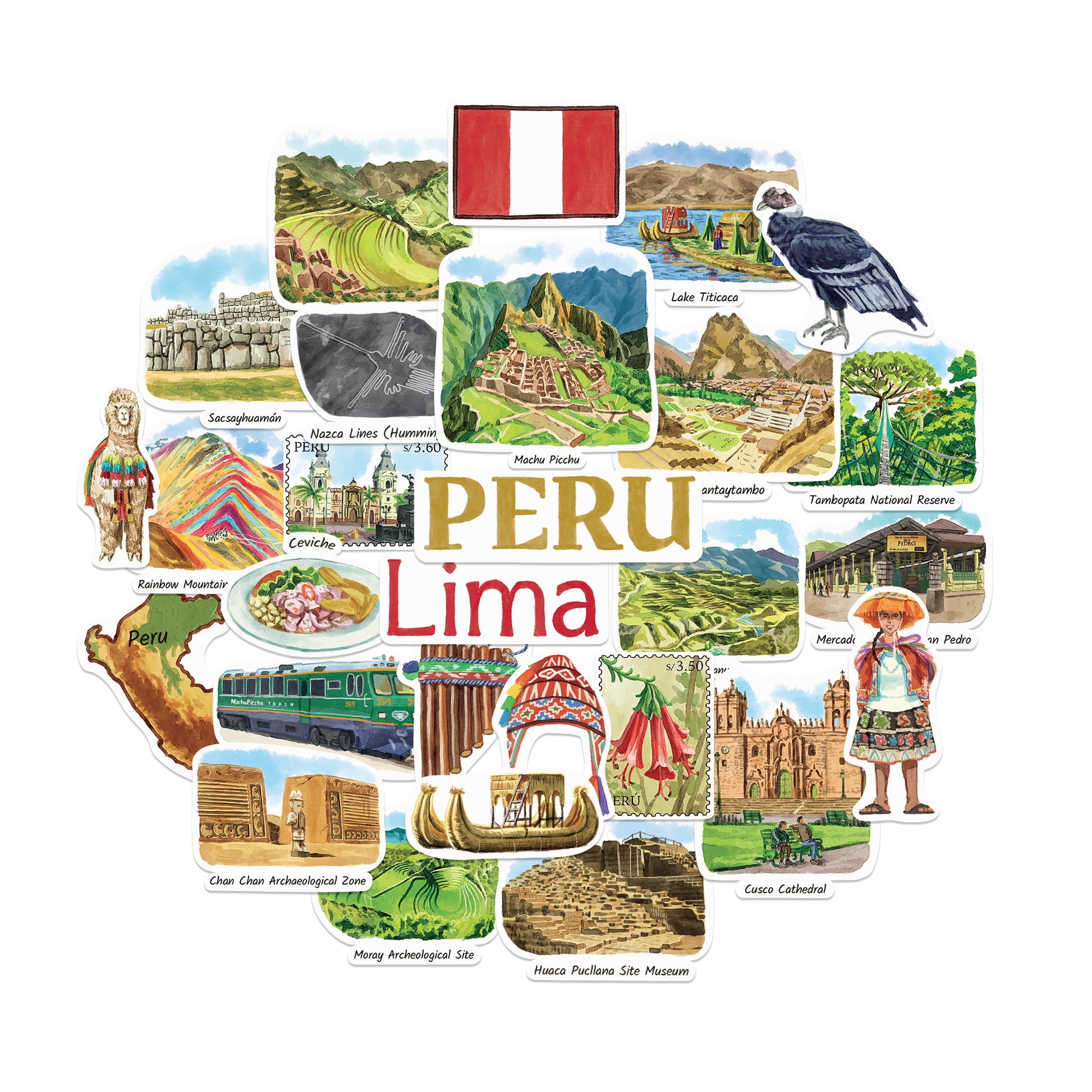Sacred Peru Travel Stickers (28pcs)