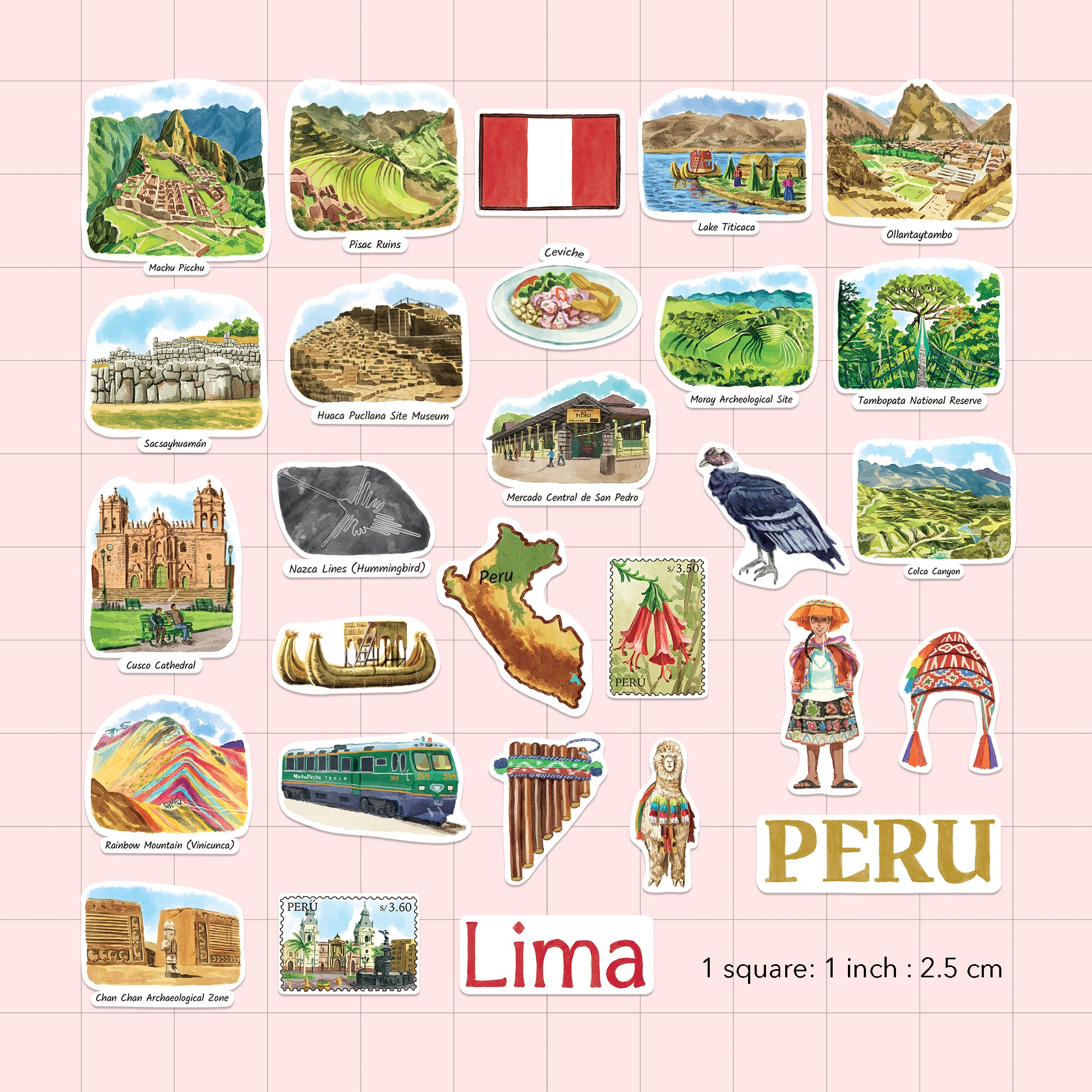 Sacred Peru Travel Stickers (28pcs)