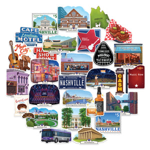 Lively Nashville Travel Stickers (28pcs)