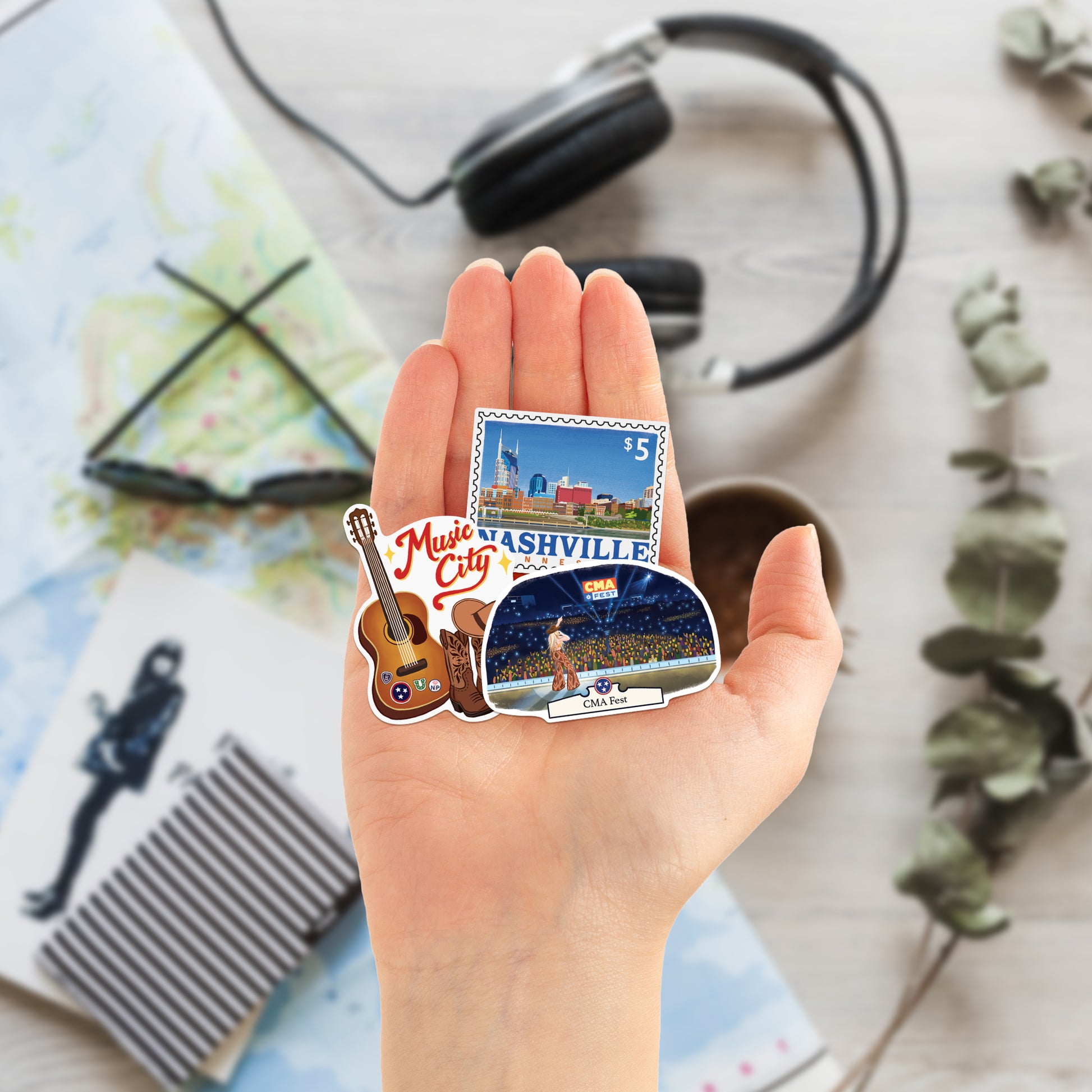 Lively Nashville Travel Stickers (28pcs)