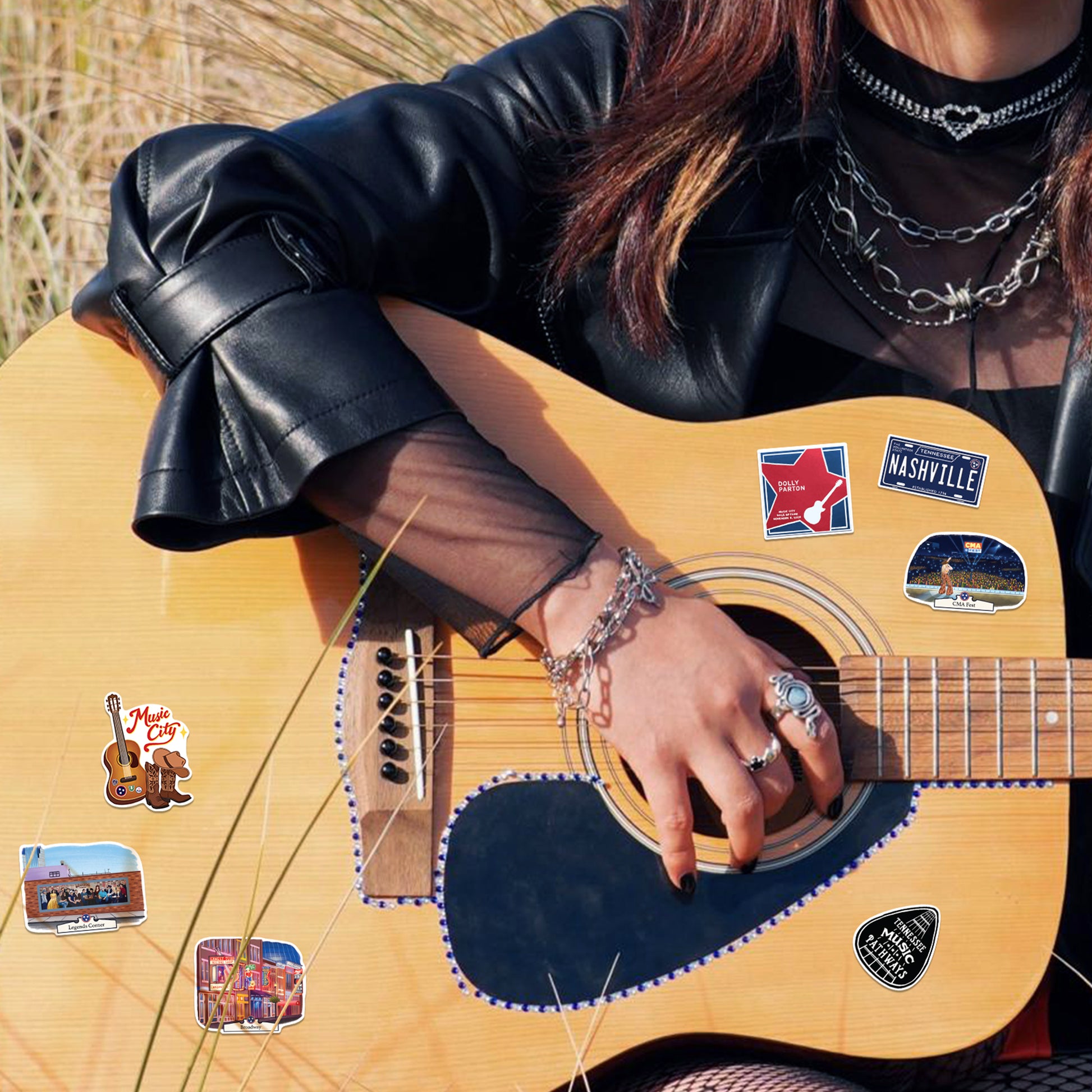 Lively Nashville Travel Stickers (28pcs)