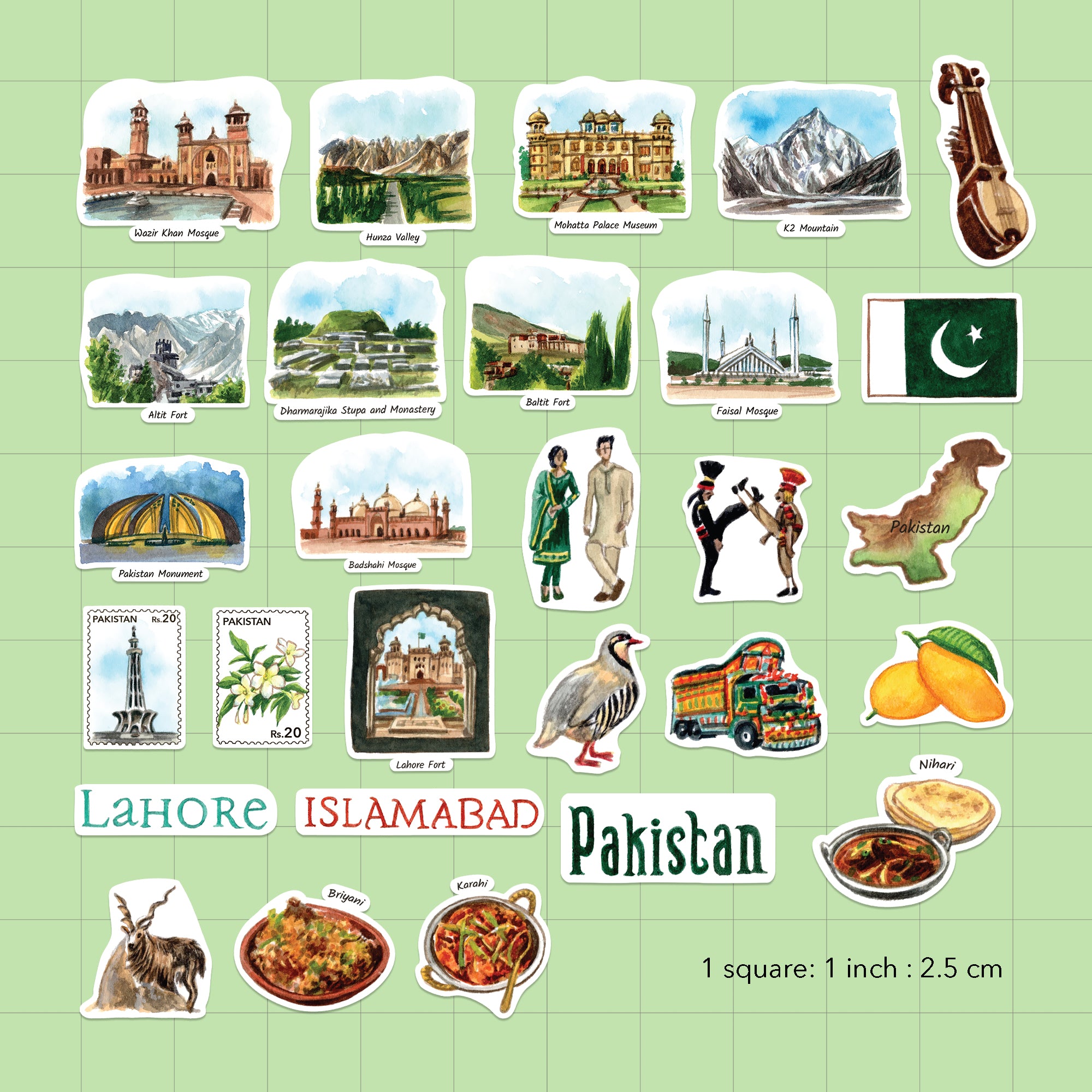 Picturesque Pakistan Travel Stickers (28pcs)
