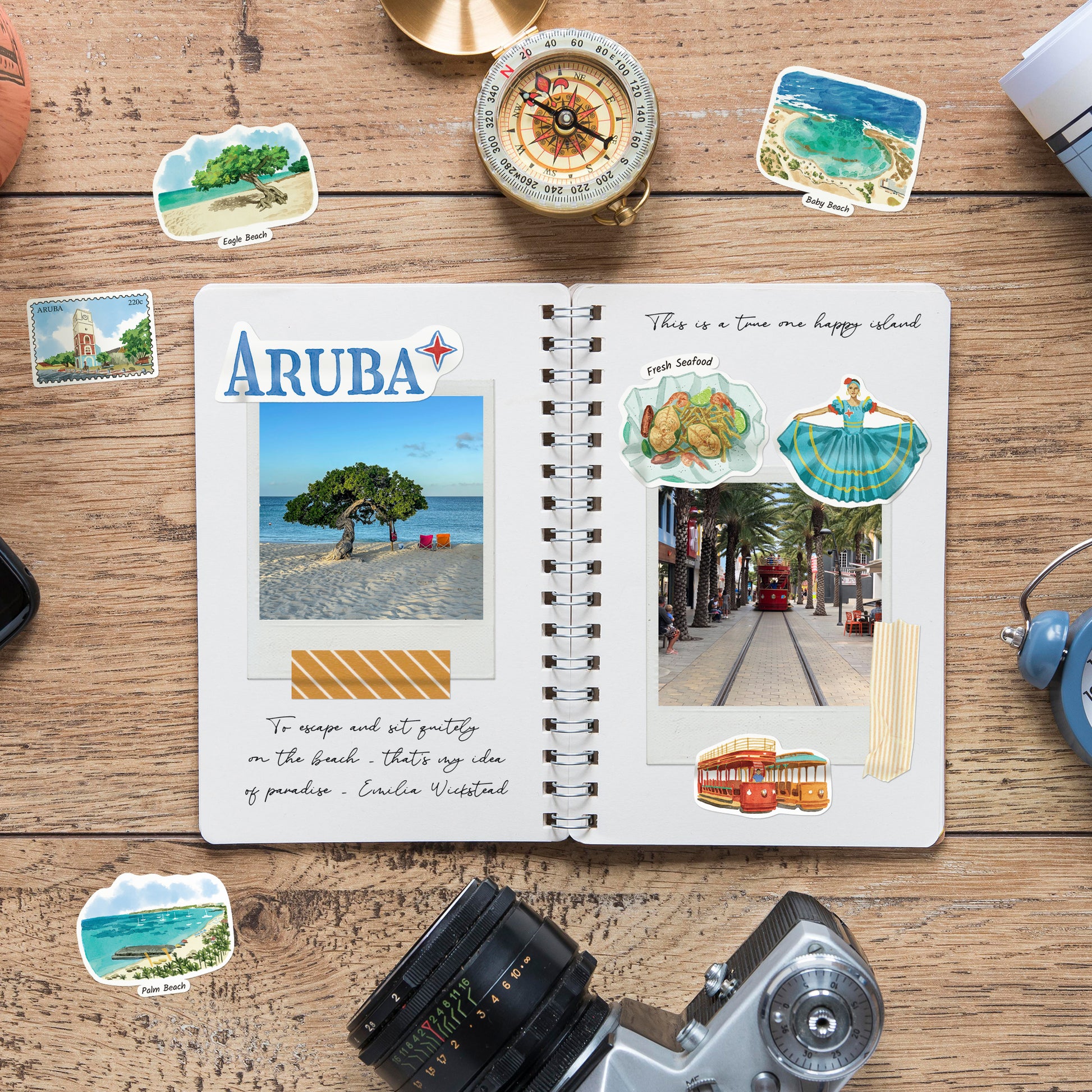Relaxing Aruba Travel Stickers (28pcs)