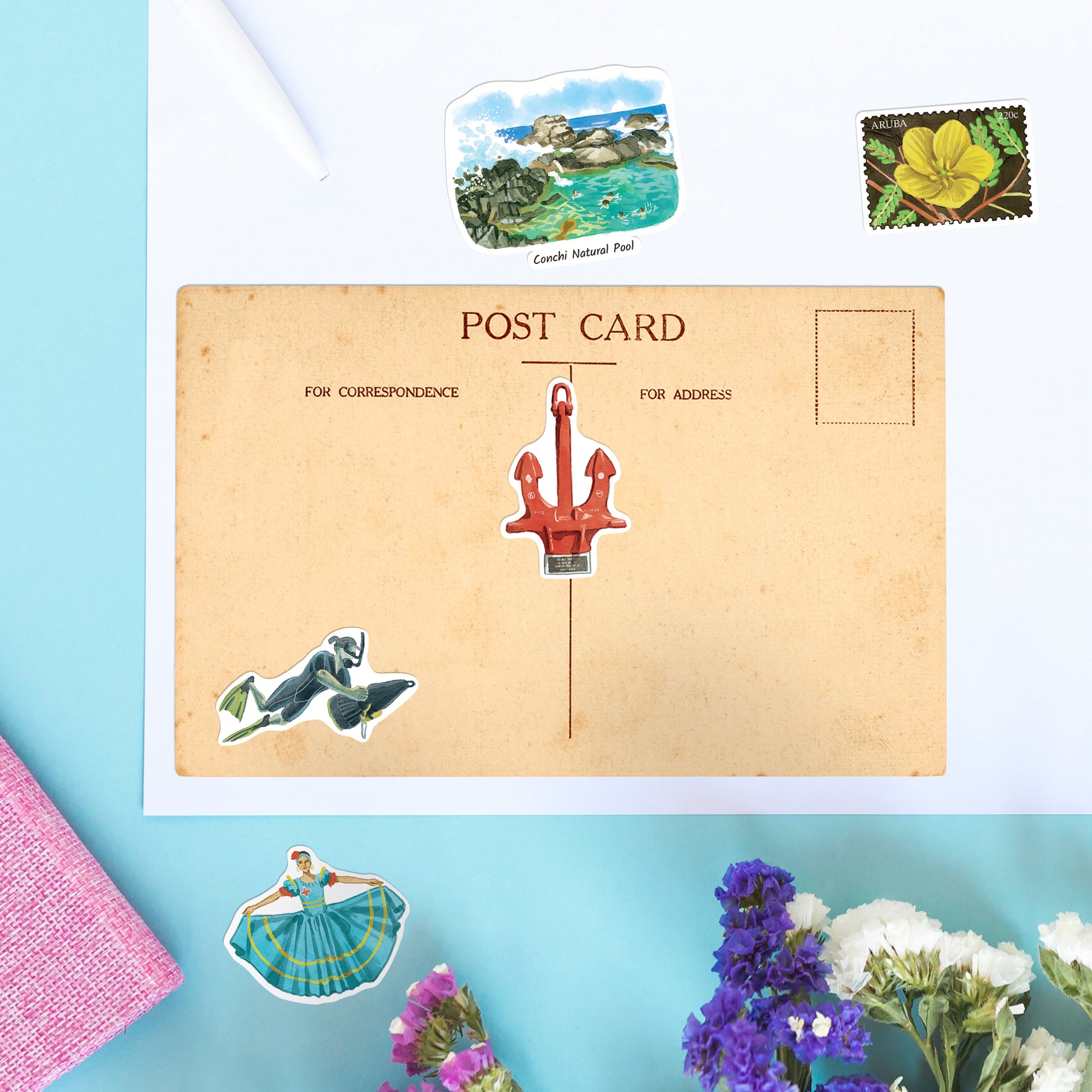 Relaxing Aruba Travel Stickers (28pcs)