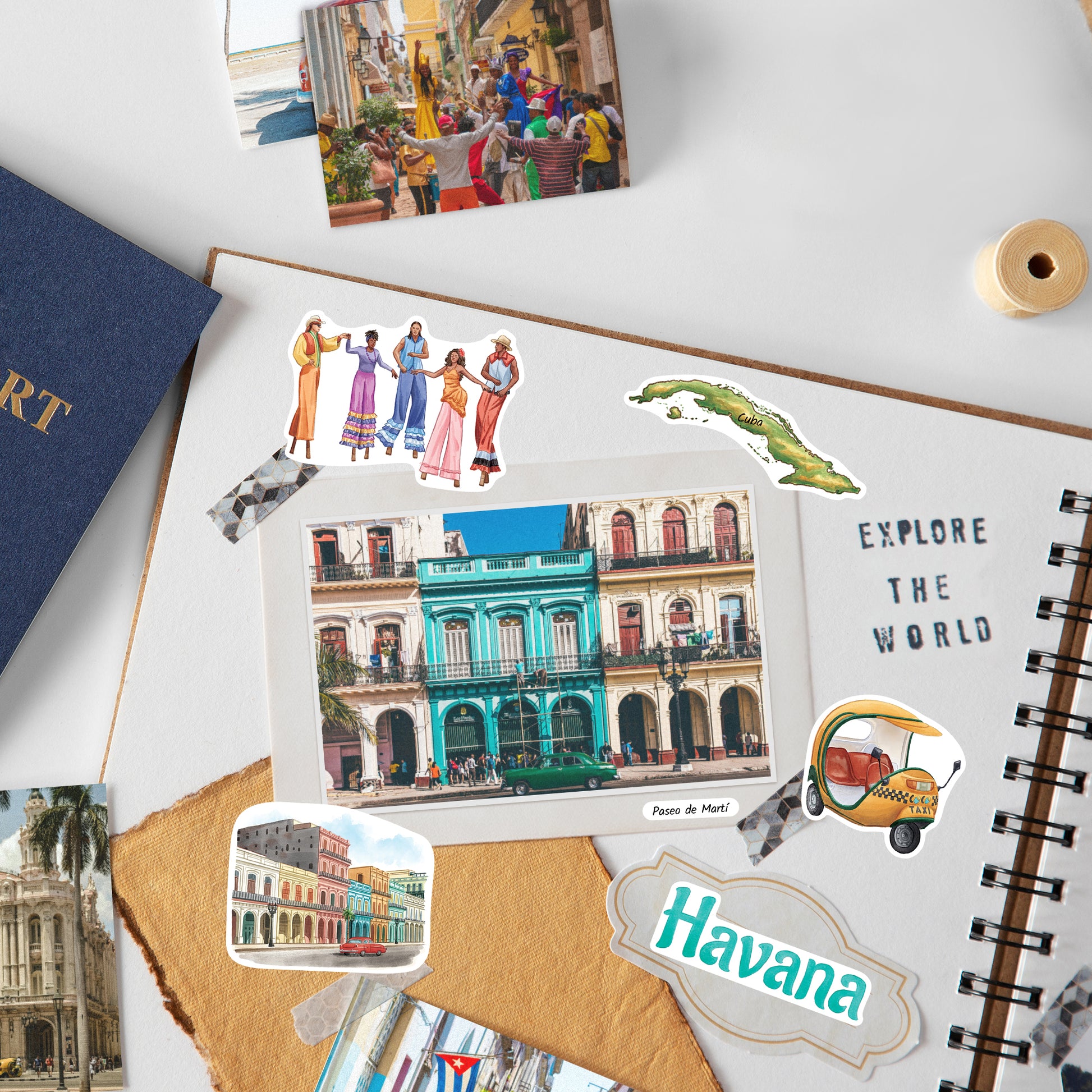 Rhythmic Cuba Travel Stickers (28pcs)