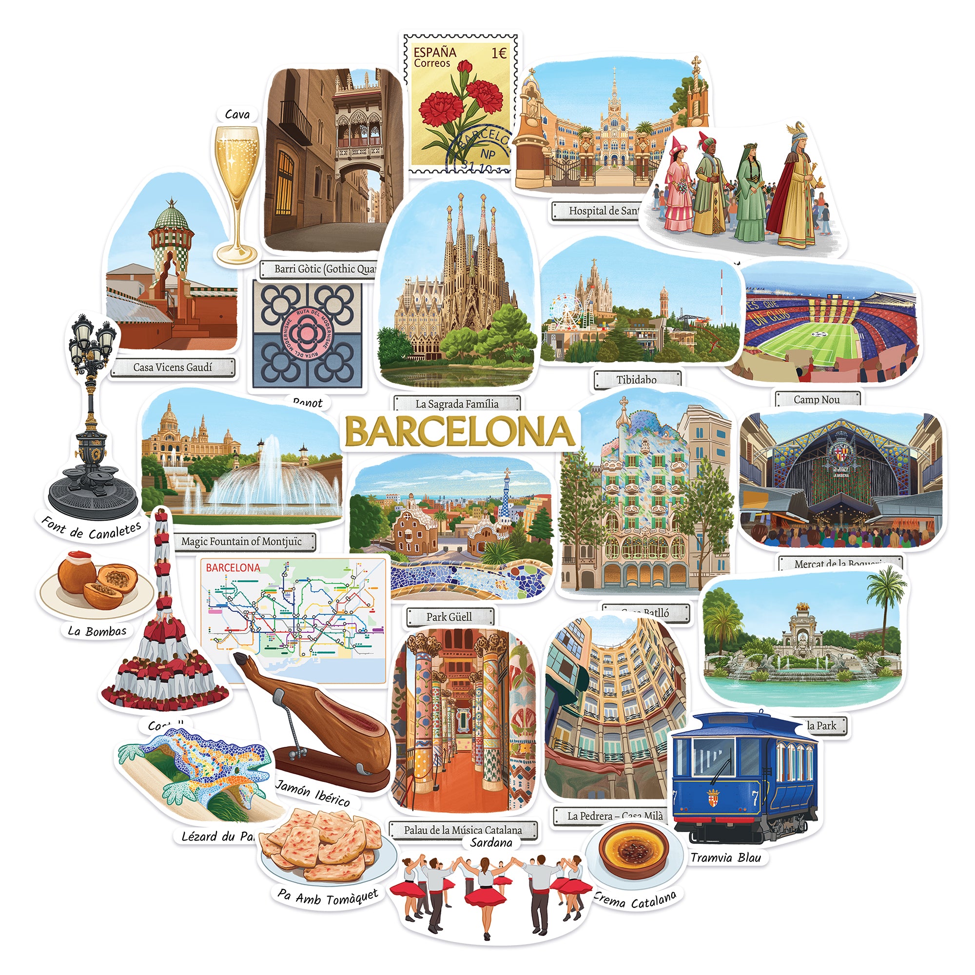 Beloved Barcelona Travel Stickers (28pcs)