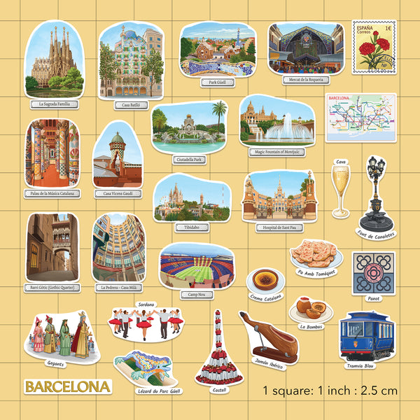 Beloved Barcelona Travel Stickers (28pcs)