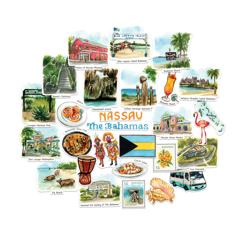 Blissful Bahamas Travel Stickers (28pcs)
