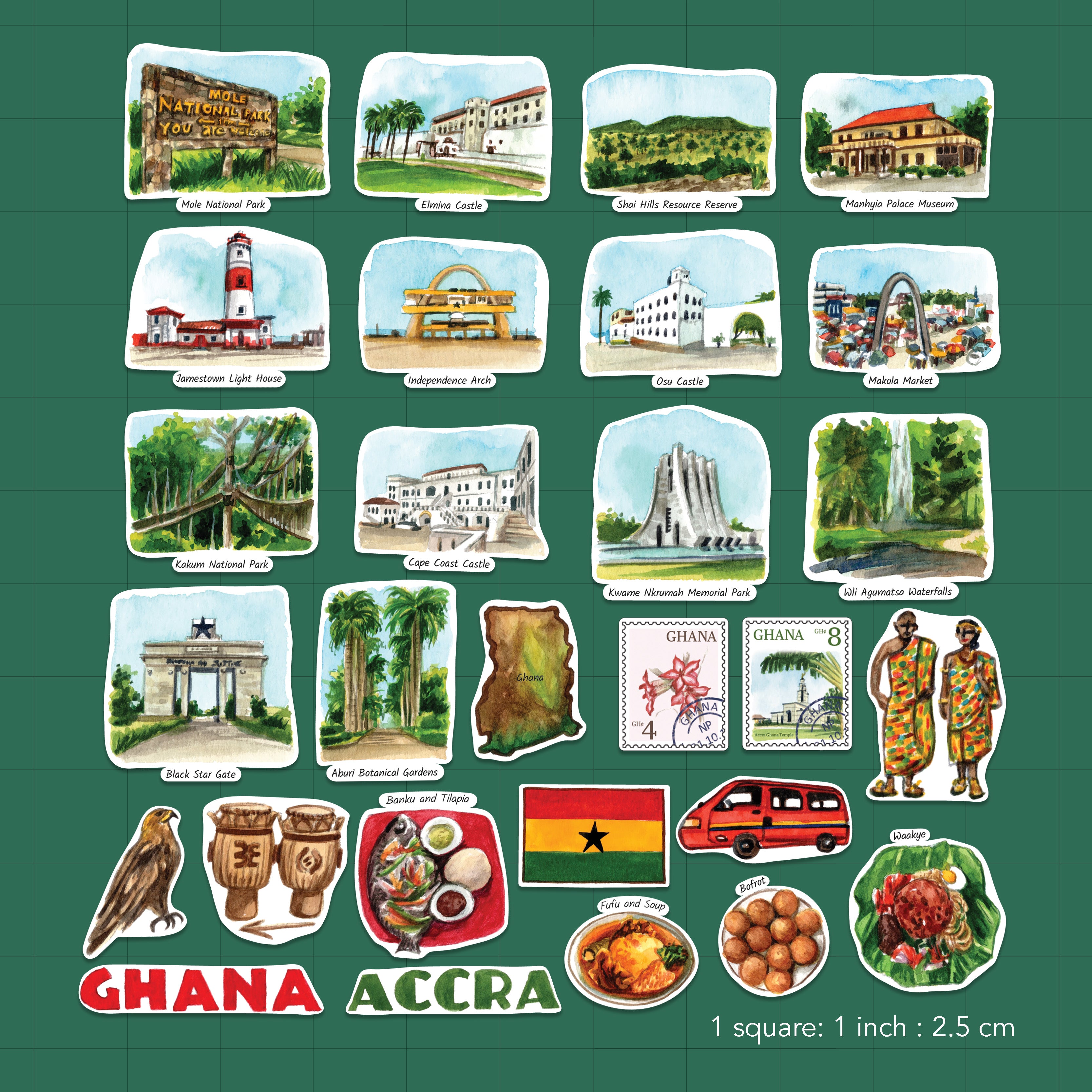 Gracious Ghana Travel Stickers (28pcs)