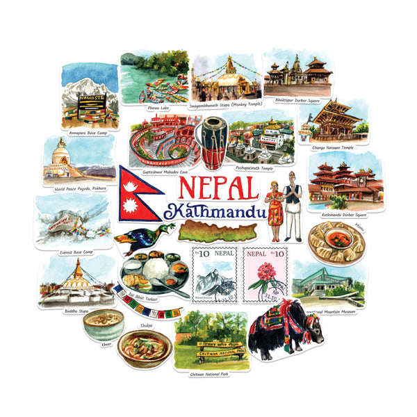 Spiritual Nepal Travel Stickers (28pcs)