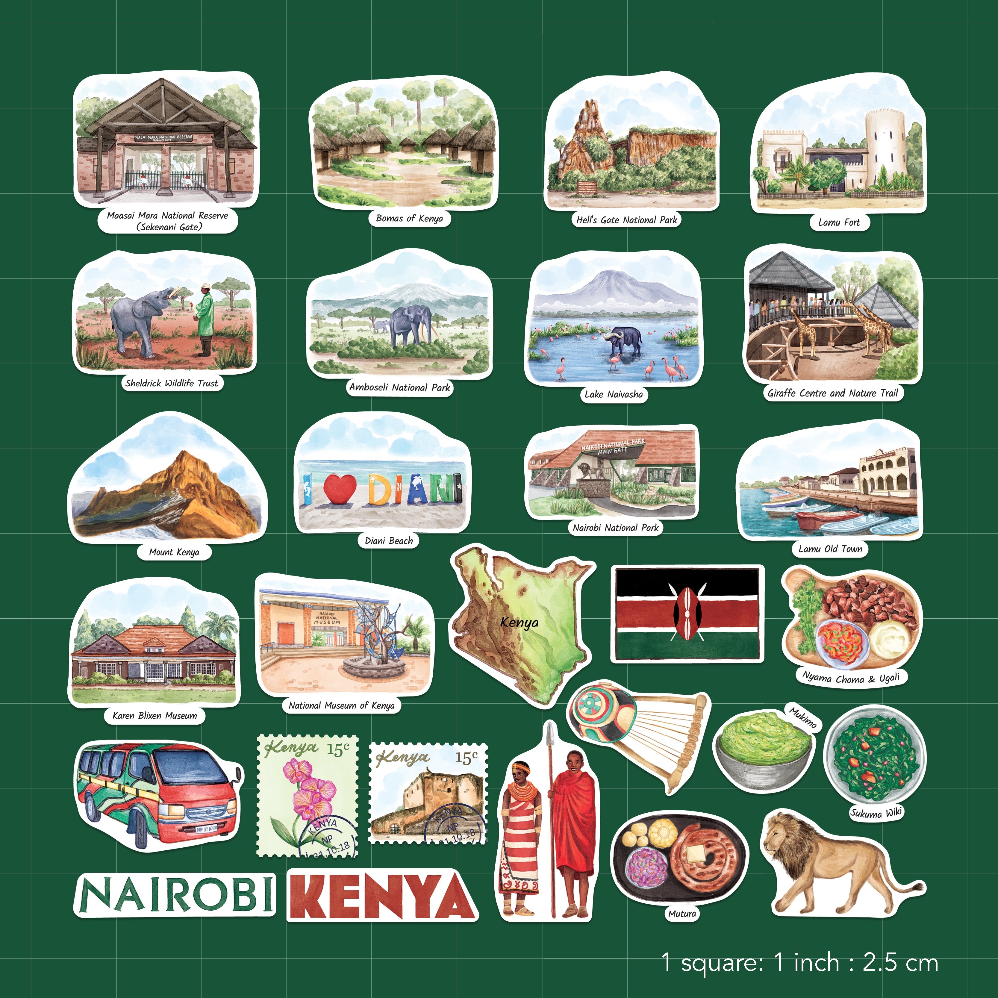 Kindred Kenya Travel Stickers (28pcs)