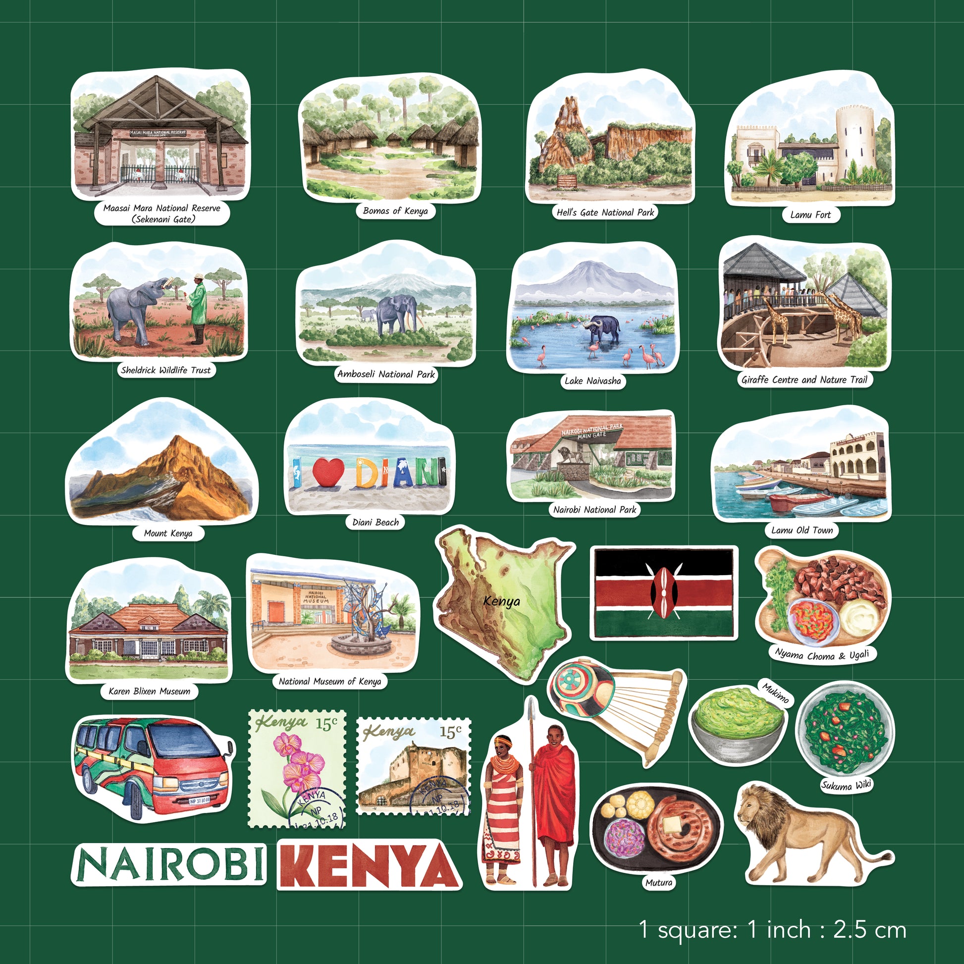 Kindred Kenya Travel Stickers (28pcs)