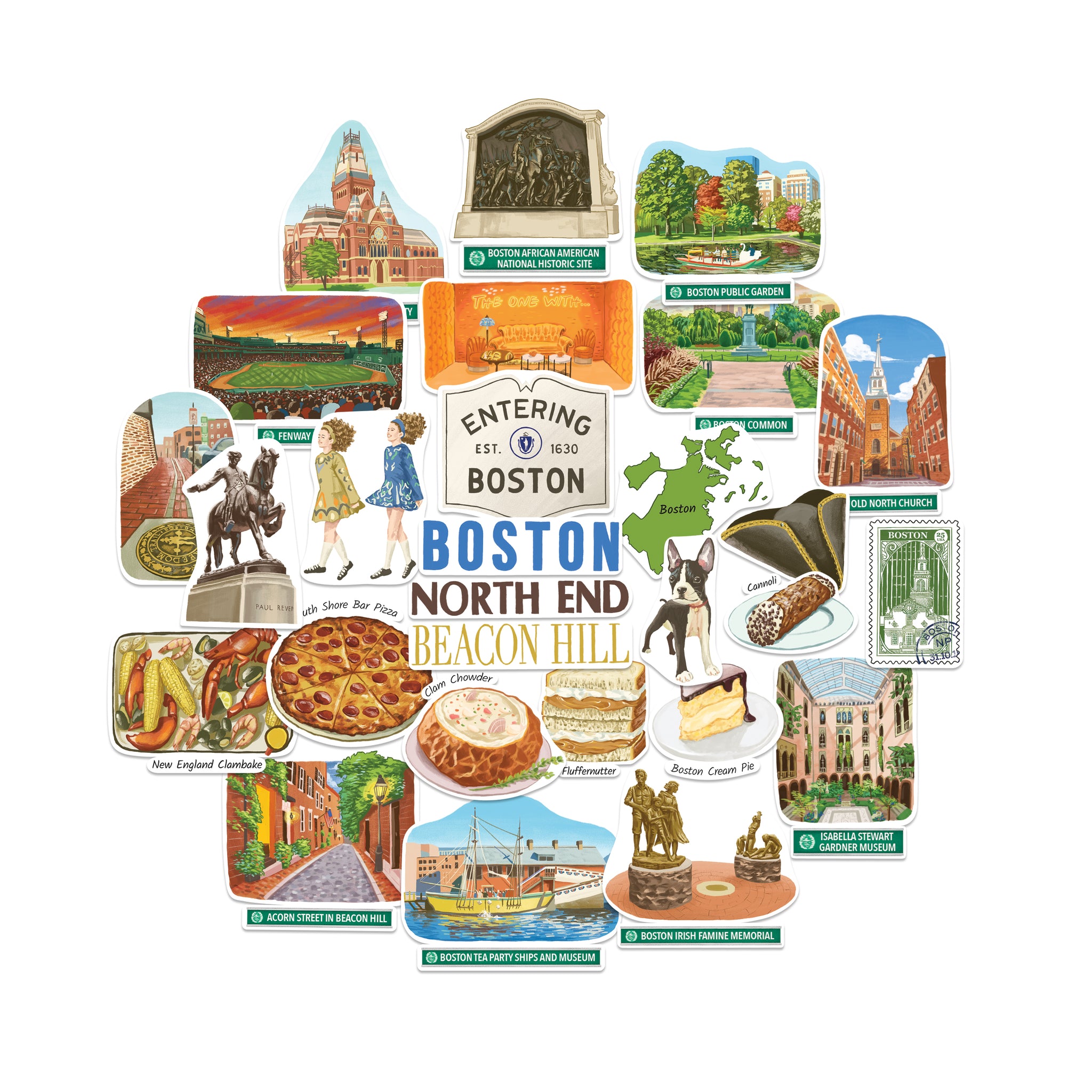 Historic Boston Travel Stickers (28pcs)
